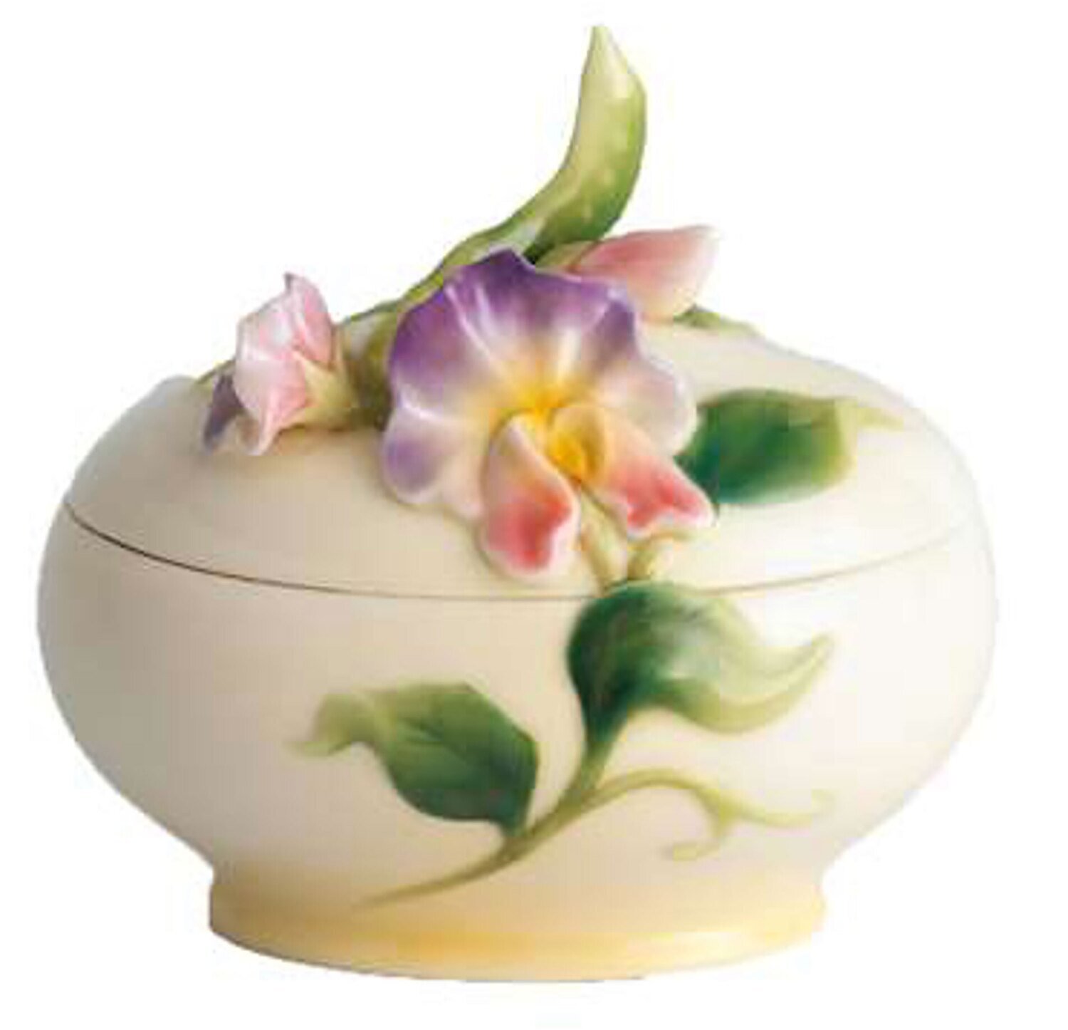 Franz Porcelain Porcelain Sweet Pea Lidded Box FZ00415