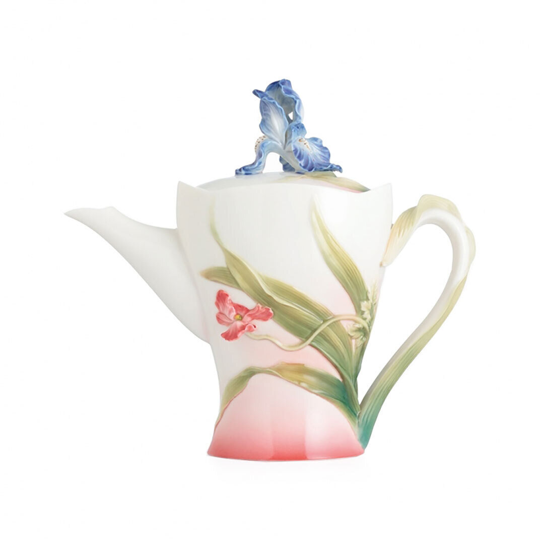 Franz Porcelain Porcelain Fringed Iris and Red Poppy Teapot FZ01174
