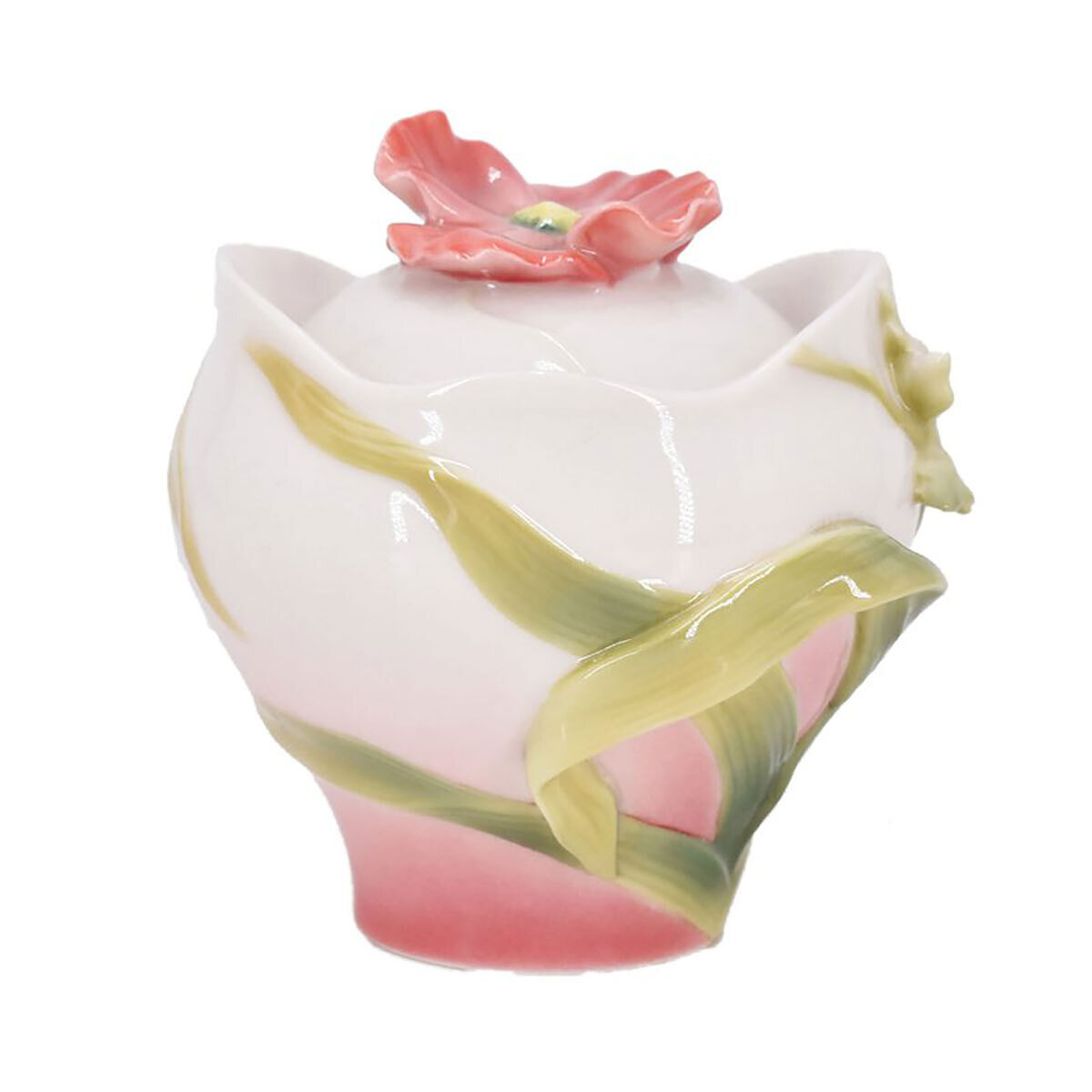 Franz Porcelain Porcelain Fringed Iris and Red Poppy Sugar Jar FZ01173