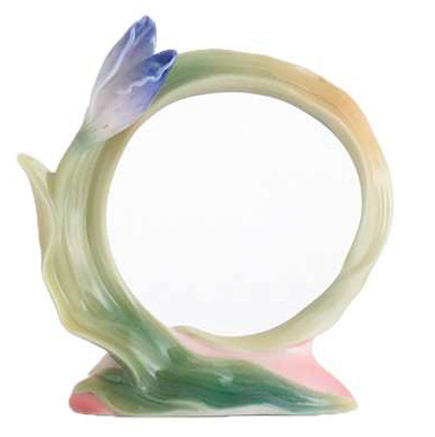Franz Porcelain Porcelain Fringed Iris and Red Poppy Napkin Ring FZ01179