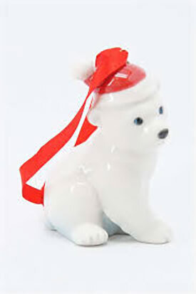 Franz Porcelain Holiday Greetings Polar Bear Ornament FZ02248