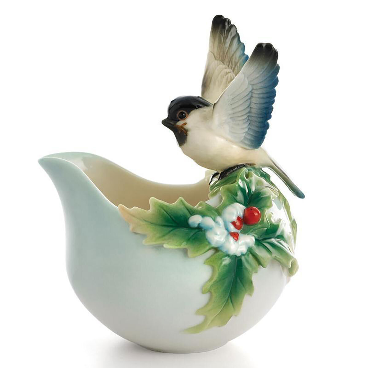 Franz Porcelain Holiday Beginnings Chickadee Creamer FZ01493
