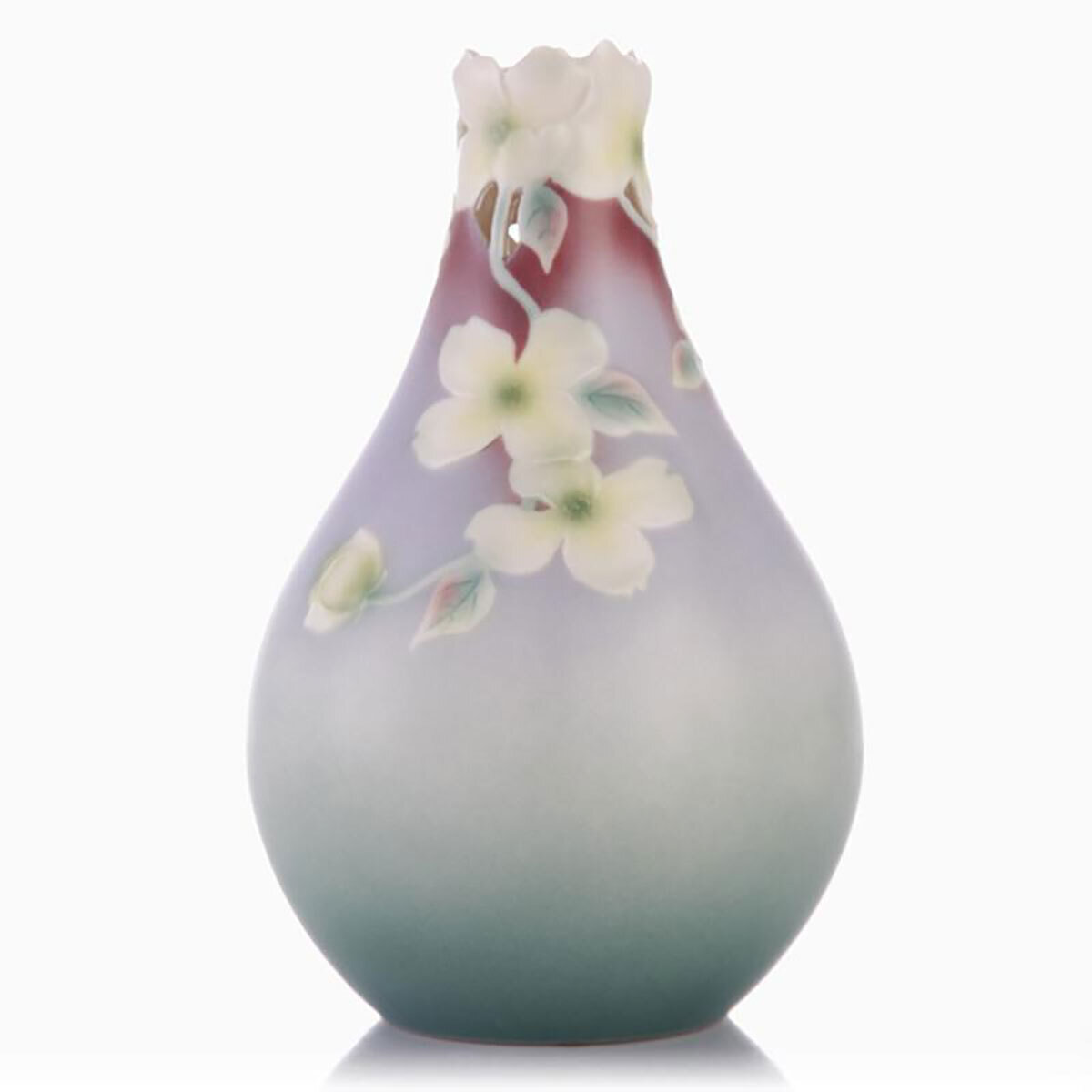 Franz Porcelain Dogwood Flower Teardrop Shape Vase XP1812