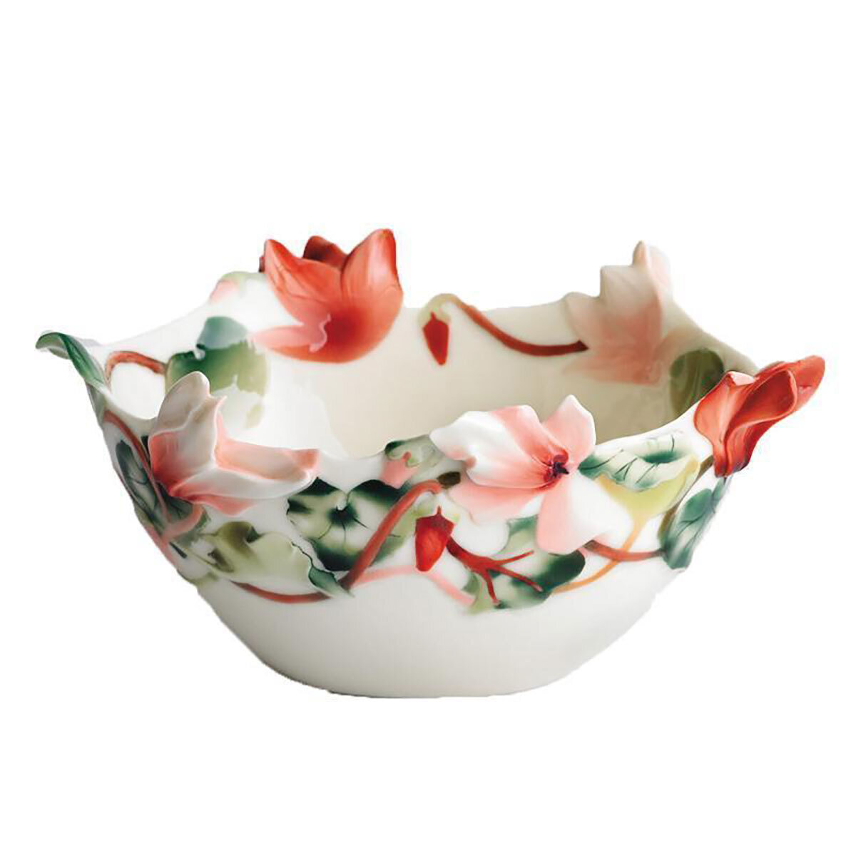 Franz Porcelain Cyclamen Lattice Centerpiece Bowl FZ01098, MPN: FZ01098,