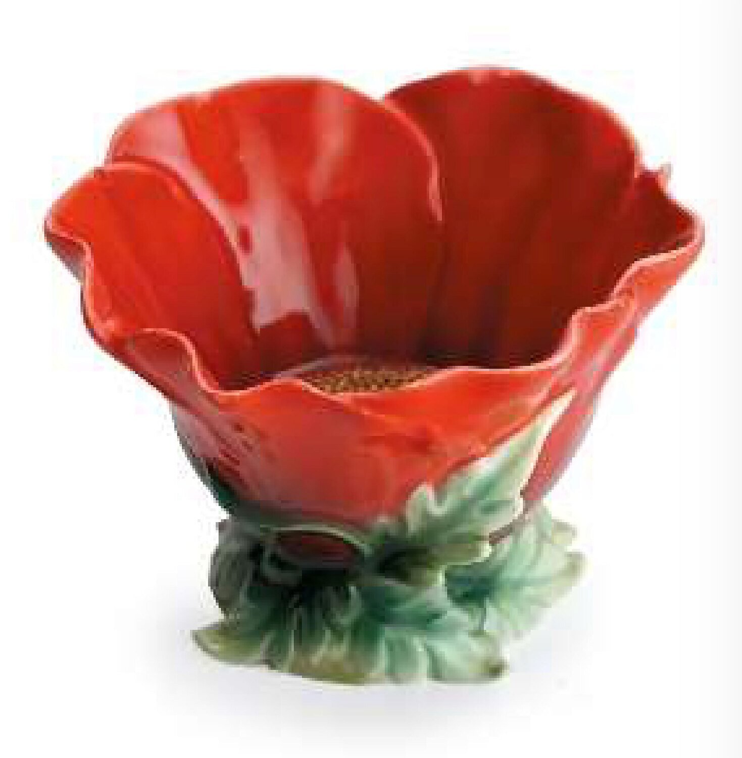Franz Porcelain Common Poppy Flower Tealight Holder FZ01068
