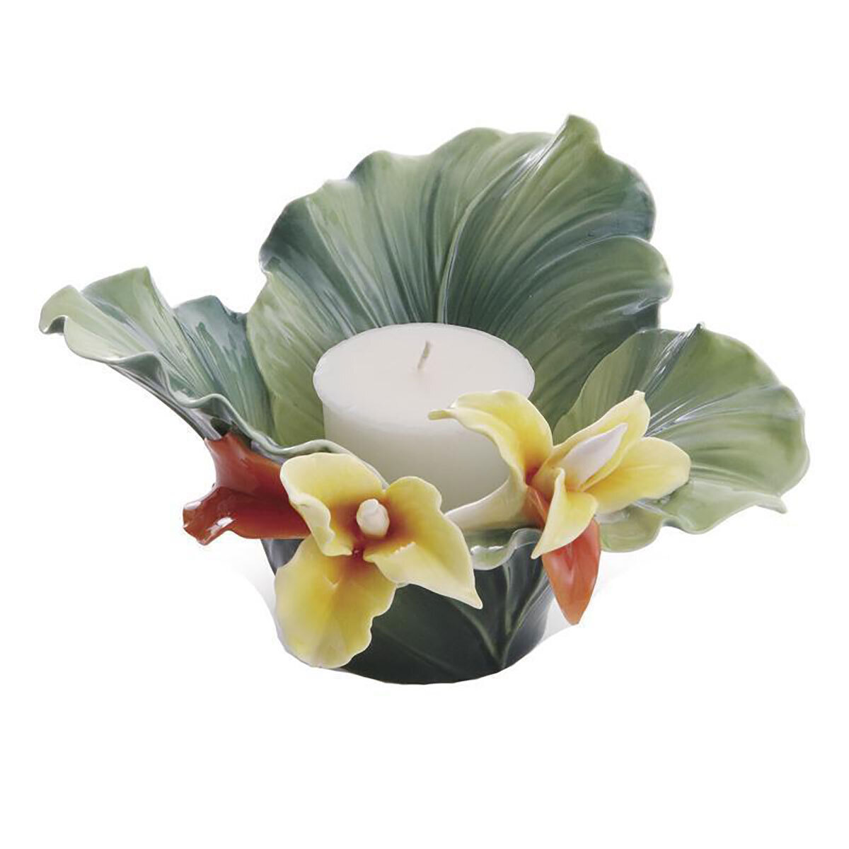 Franz Porcelain Brilliant Blooms Canna Lily Flower Tea Light Holder FZ01822