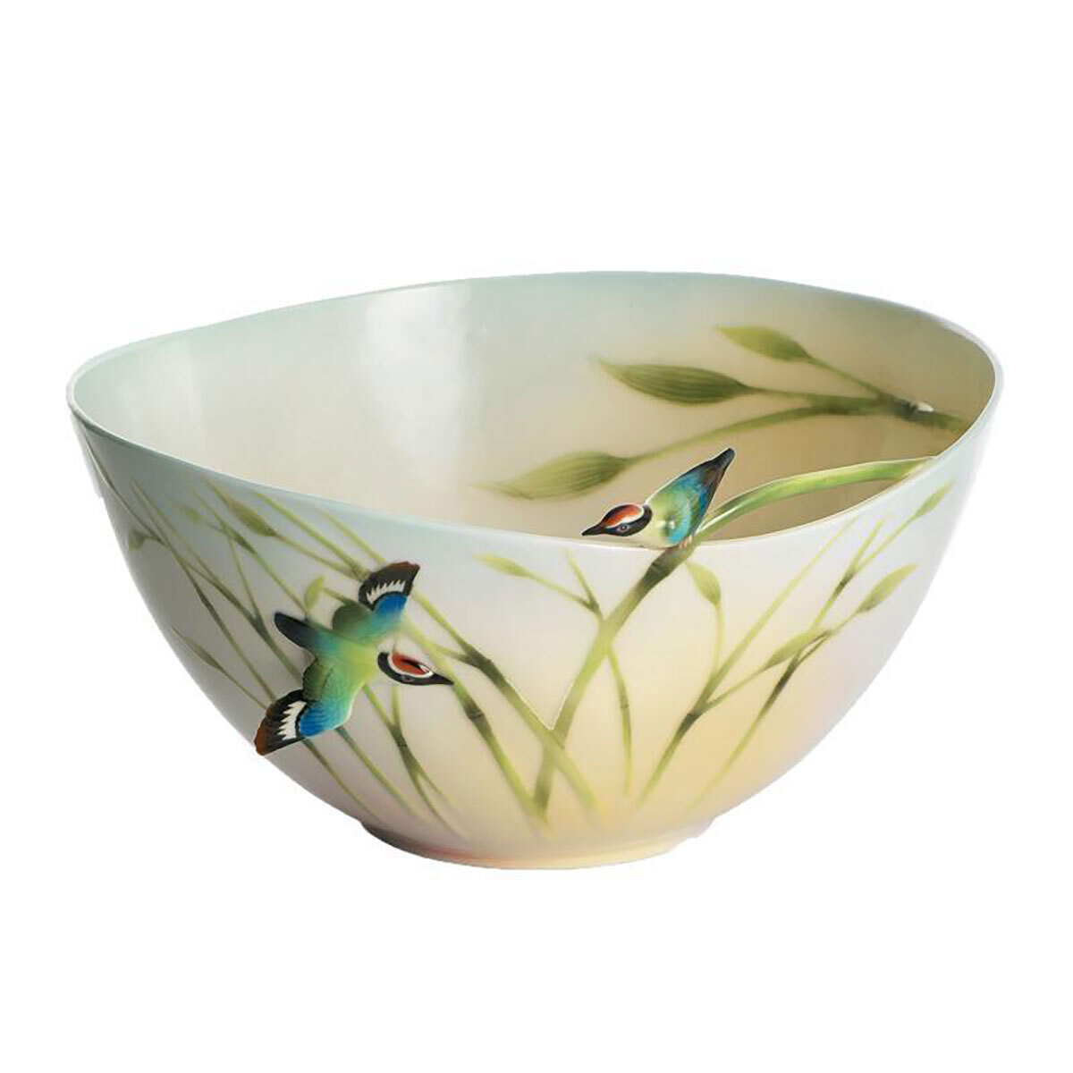Franz Porcelain Bamboo Song Bird Ornamental Table Bowl FZ01305