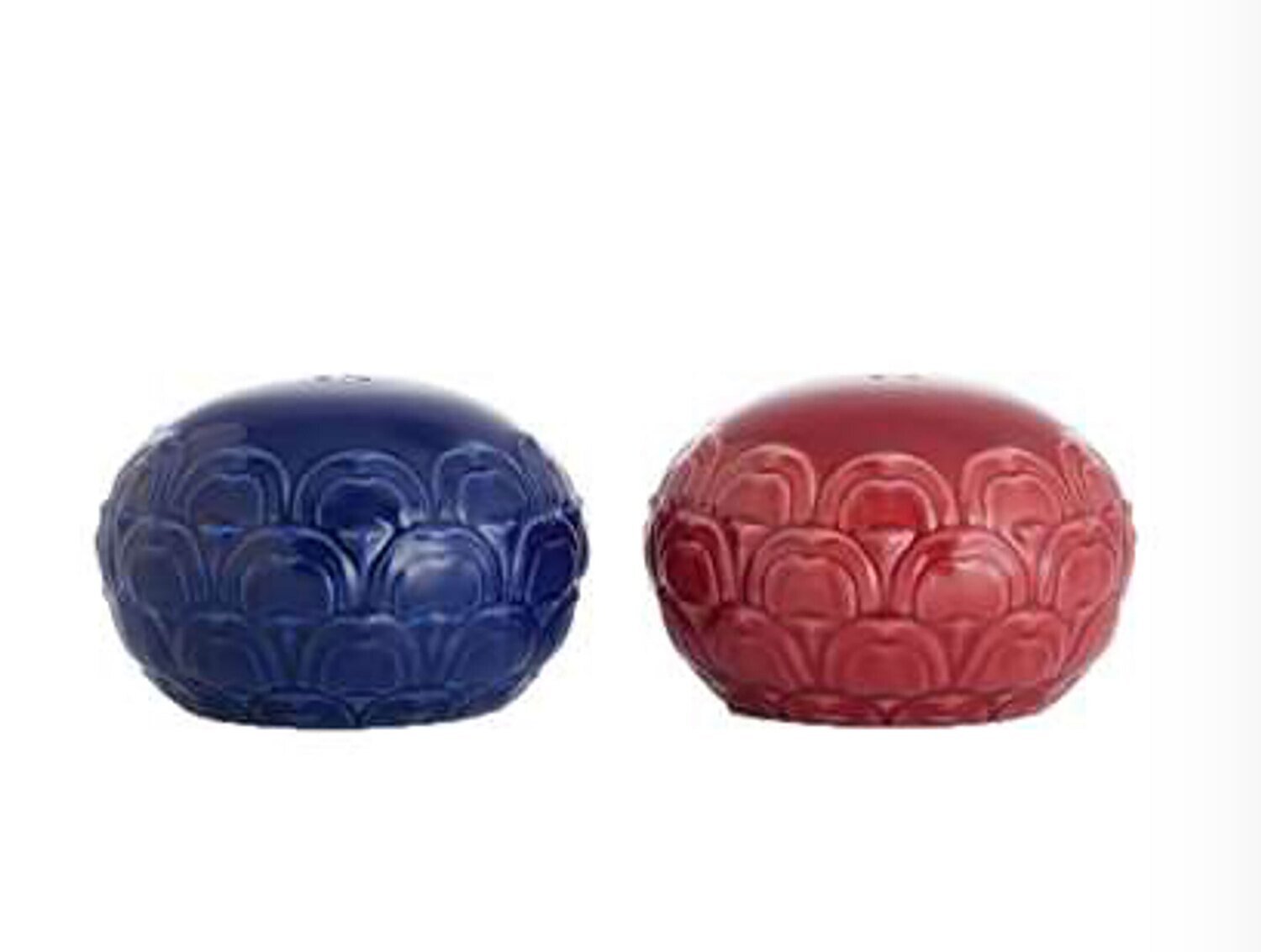 Franz Porcelain Altar Red & Sky Clearing Bule Lotus Petals Salt & Pepper Shakers FZ02807