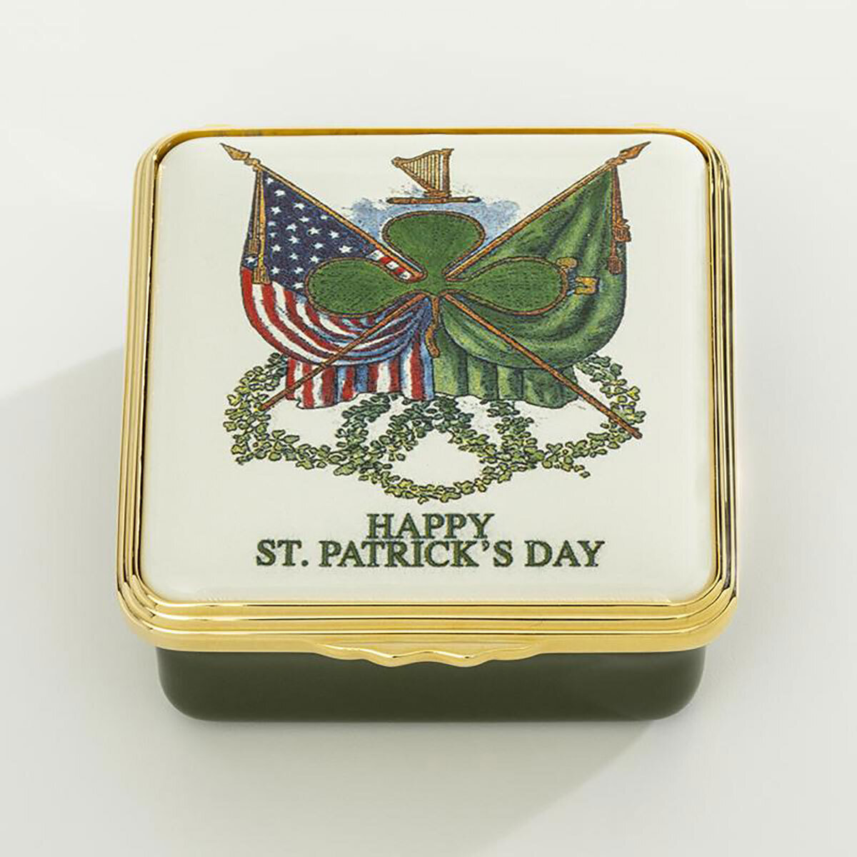 Halcyon Days Happy St. Patrick's Day Enamel Box ENSPD0958G