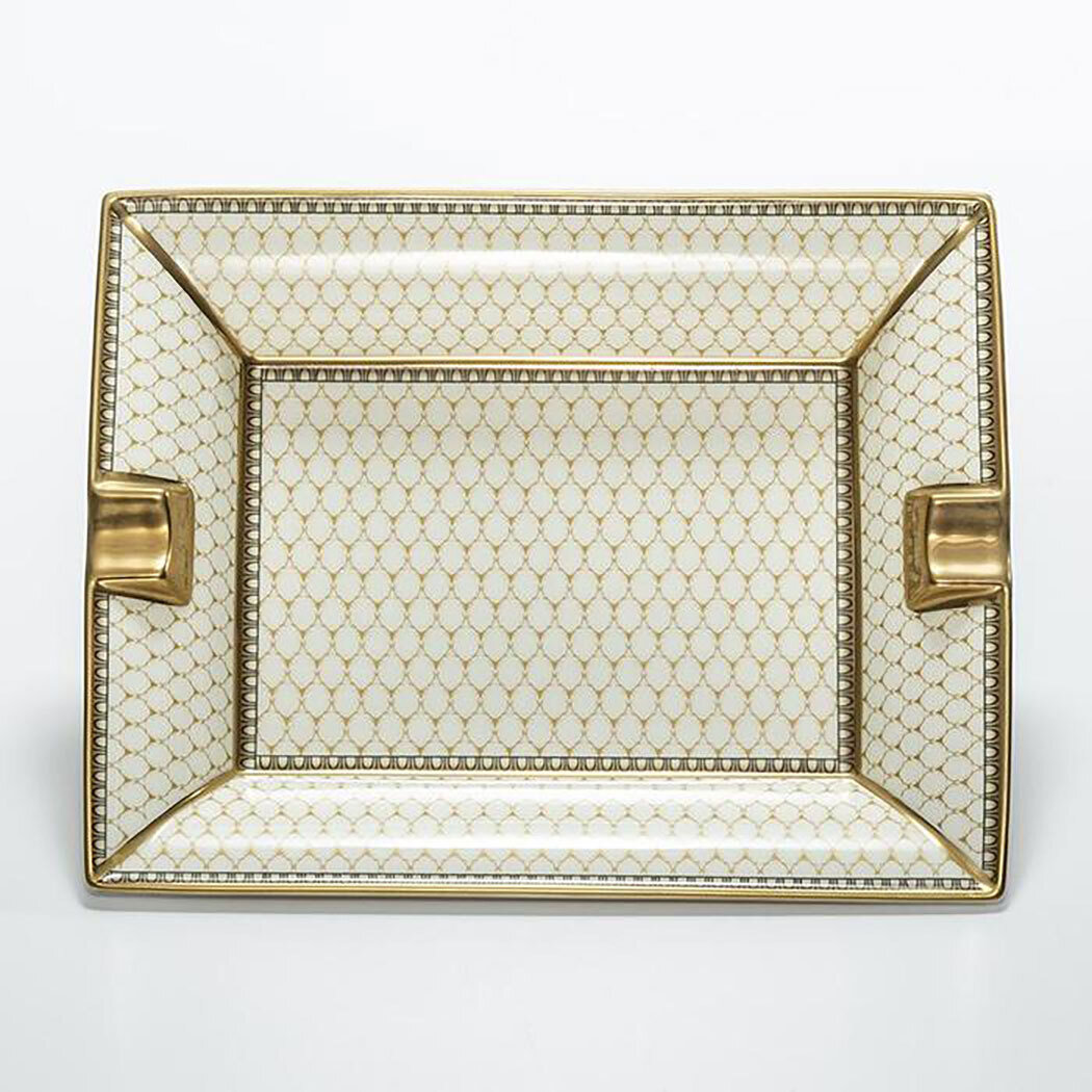 Halcyon Days Gordon Castle Antler Trellis Ivory Gold Ashtray BCGAT04ASG, MPN: BCGAT04ASG,