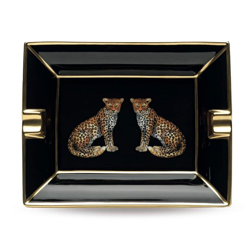 Halcyon Days MW Twin Leopards Black Ashtray BCMWL02ASG, MPN: BCMWL02ASG,