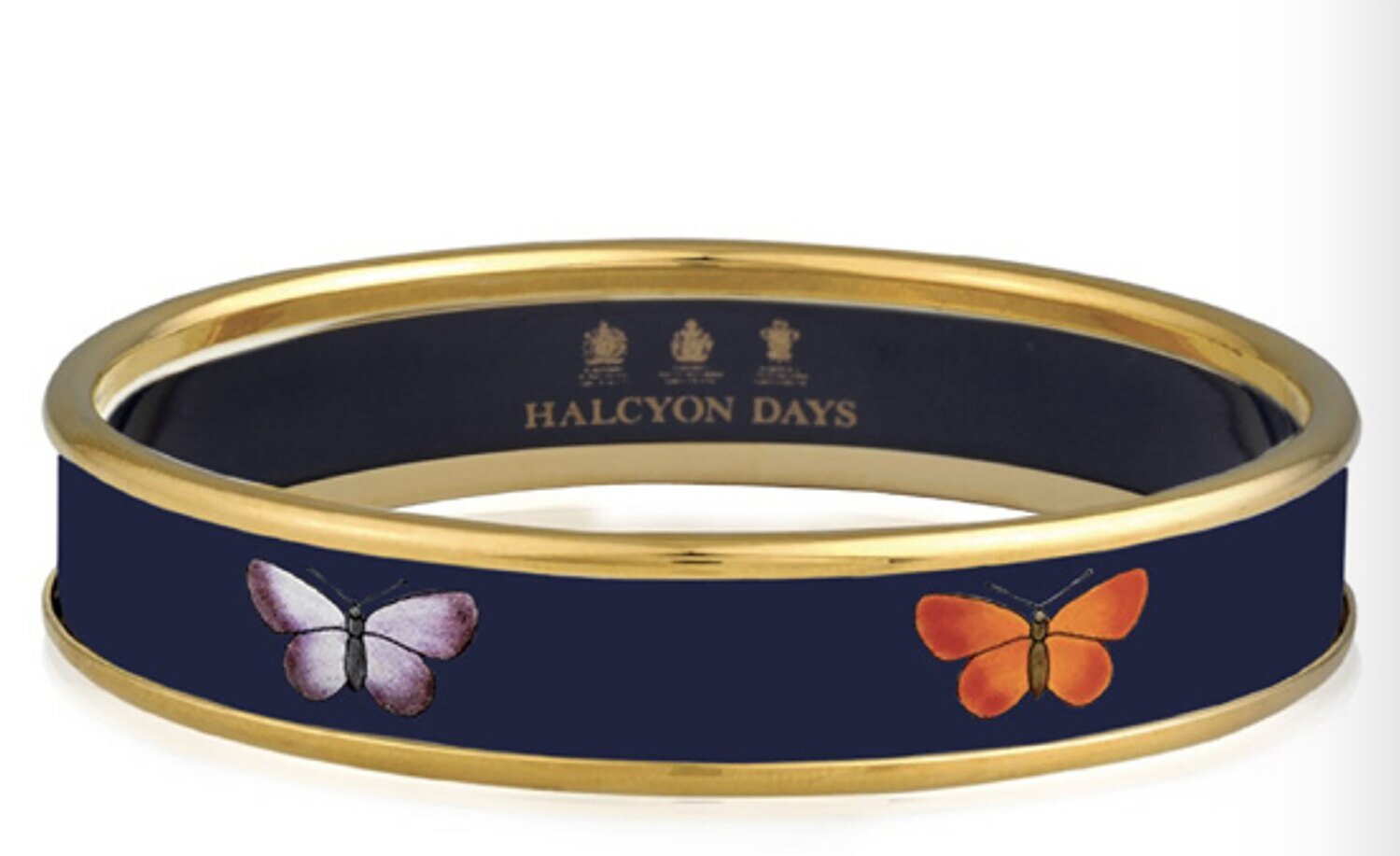Halcyon Days 1cm Butterfly Navy Small Bangle Bracelet PBBUT1110GS, MPN: PBBUT1110GS,