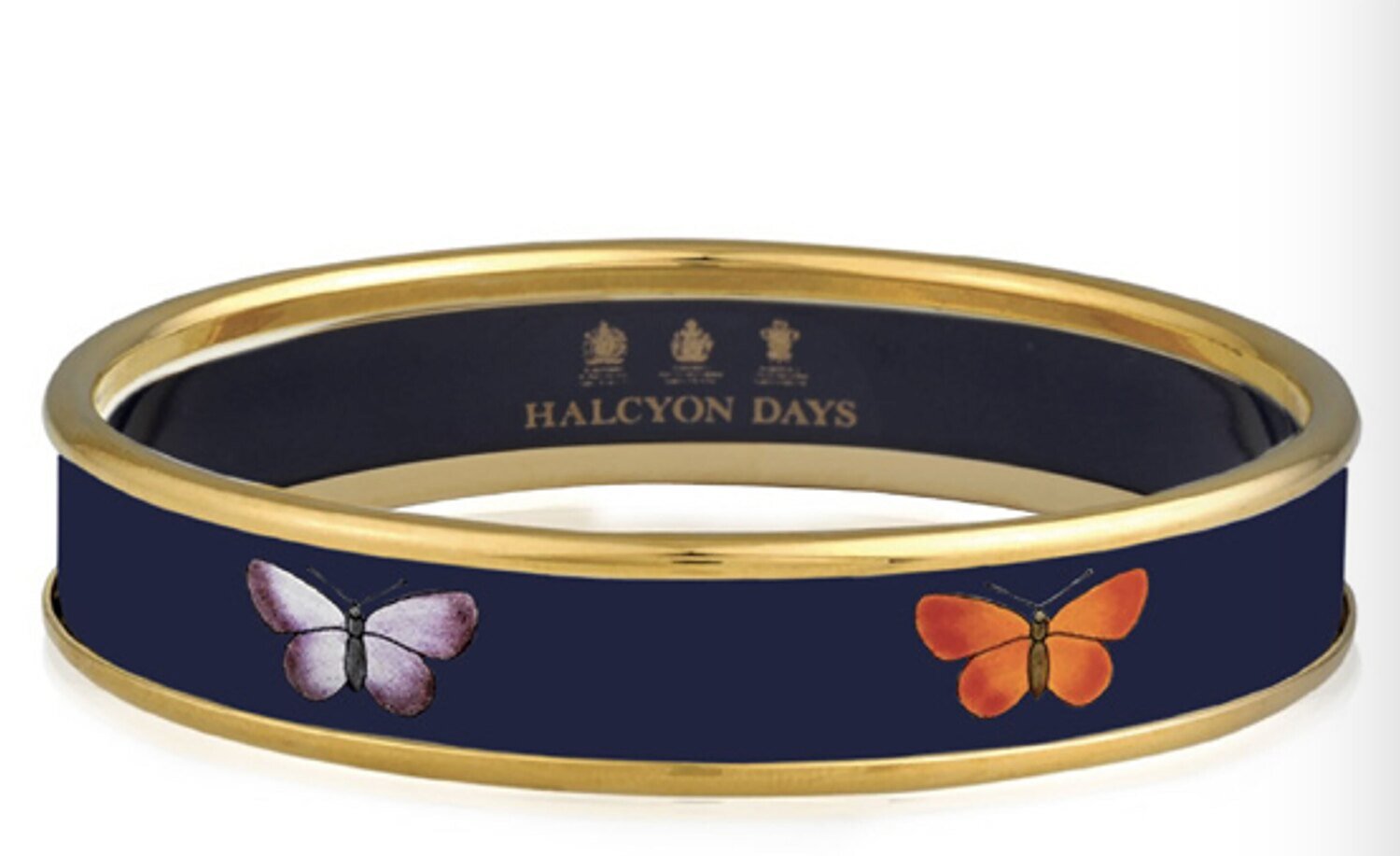 Halcyon Days 1cm Butterfly Navy Medium Bangle Bracelet PBBUT1110GM
