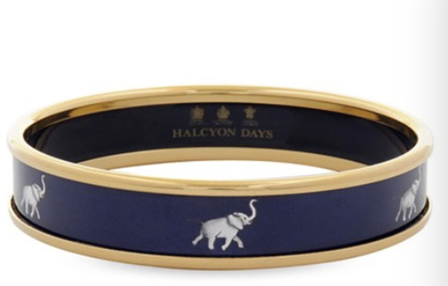 Halcyon Days 1cm Elephant Navy Small Bangle Bracelet PBELE0411GS