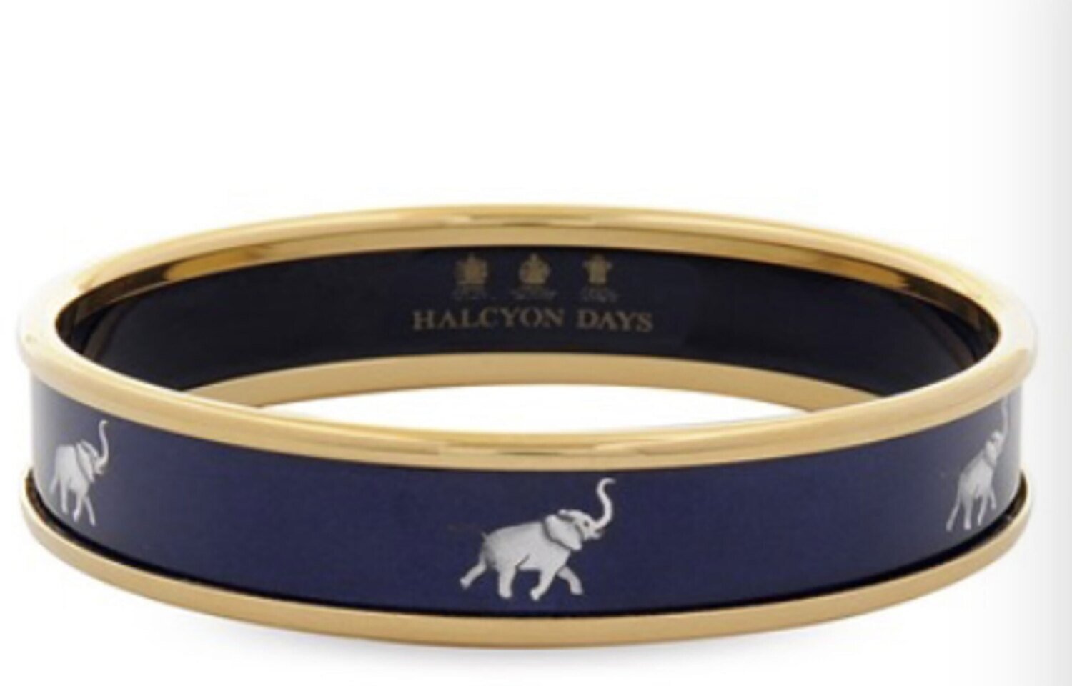 Halcyon Days 1cm Elephant Navy Medium Bangle Bracelet PBELE0411GM, MPN: PBELE0411GM,