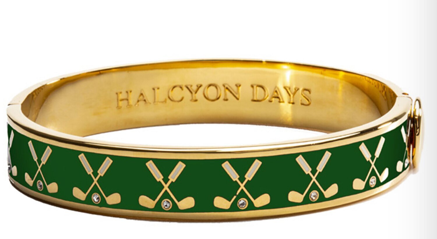 Halcyon Days 1cm Golf Club Cream Gold Hinged Bangle Bracelet HBGFC0510G