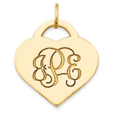 Letters Heart Monogram Pendant 10k Yellow Gold Casted High Polished 10XNA511Y, MPN: 10XNA511Y,