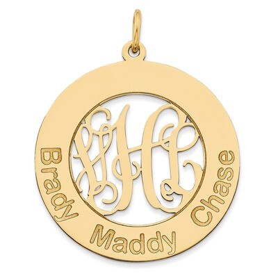 Monogram &amp; Letters Pendant 10k Yellow Gold Laser High Polished 10XNA530Y, MPN: 10XNA530Y,