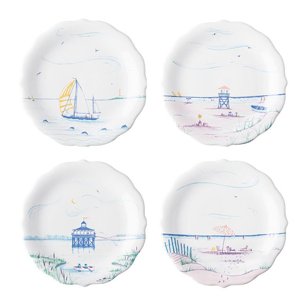 Juliska Country Estate Seaside Party Plates, Assorted Set of 4 CE63SET/88, MPN: CE63SET/88, 8100348…