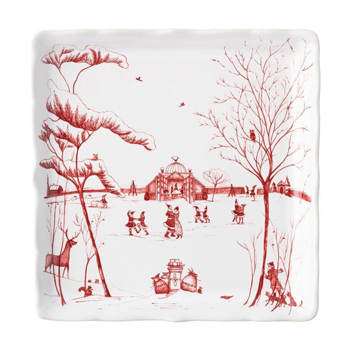 Juliska Country Estate Winter Frolic Ruby Mr. & Mrs. Claus Sweets Tray CE95/73