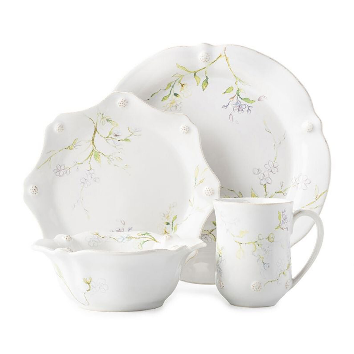 Juliska Berry &amp; Thread Floral Sketch Jasmine 4 Piece Place Setting FB40C/88, MPN: FB40C/88, 8100348…