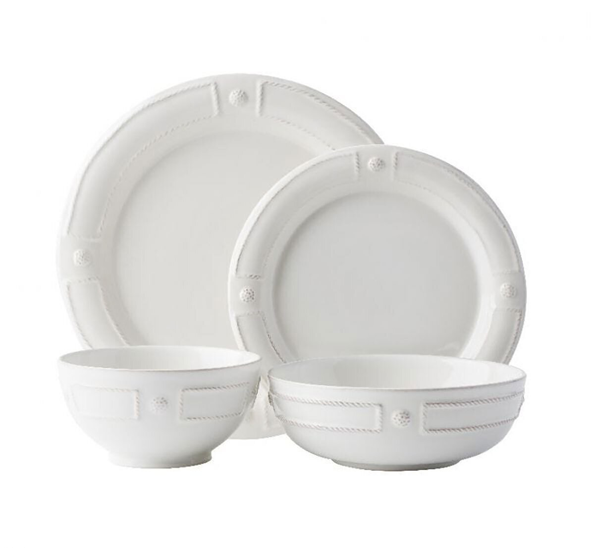 Juliska Berry &amp; Thread French Panel Whitewash 4 Piece Place Setting JB40/W, MPN: JB40/W, 8152610296…