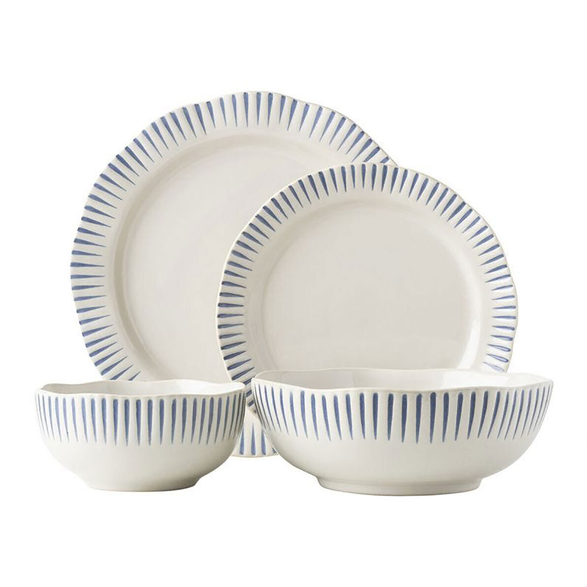 Juliska Sitio Stripe Indigo 4 Piece Place Setting KW40/046, MPN: KW40/046, 810882034808