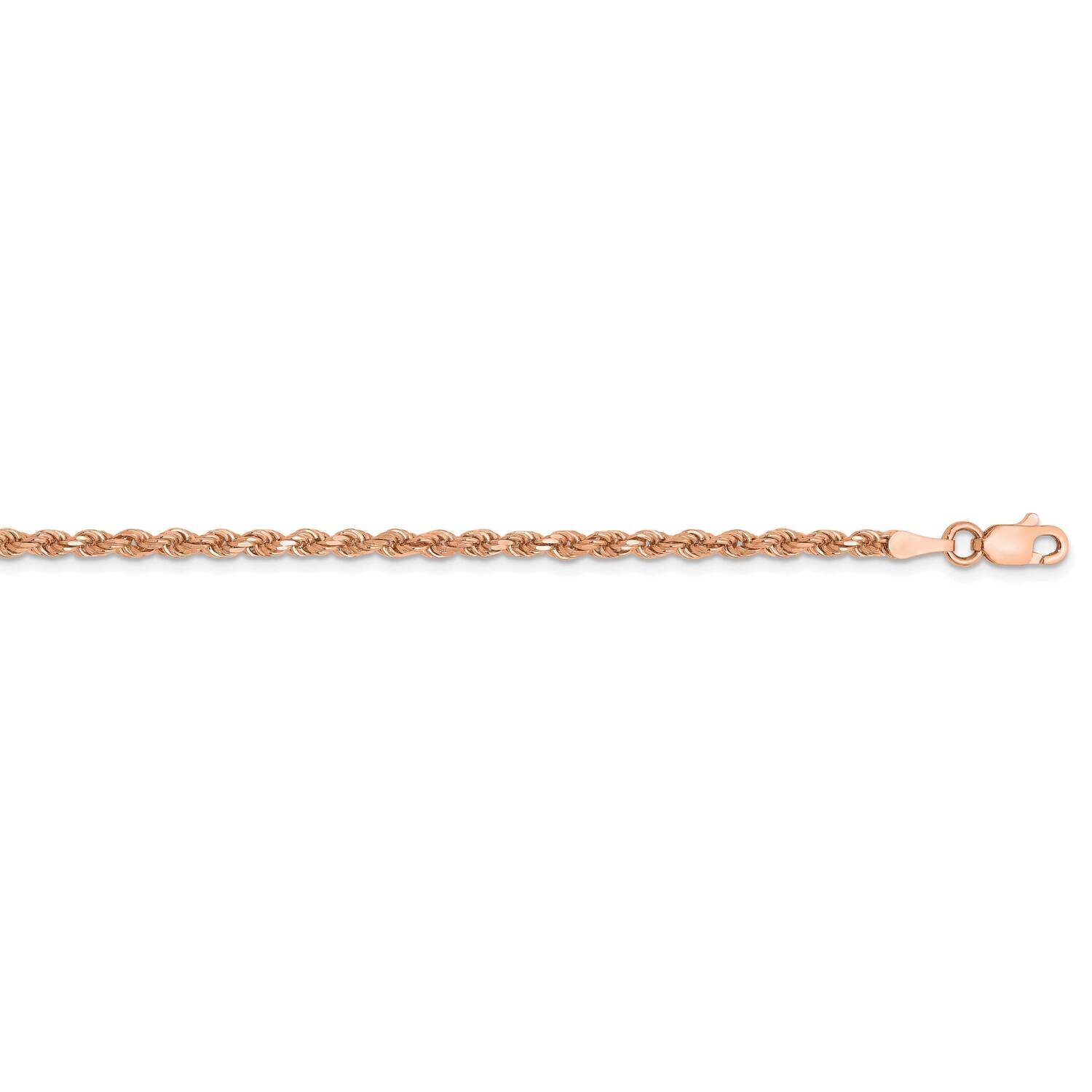 2.25mm Diamond-Cut Rope with Lobster Clasp Chain 30 Inch 14k Rose Gold 018R-30