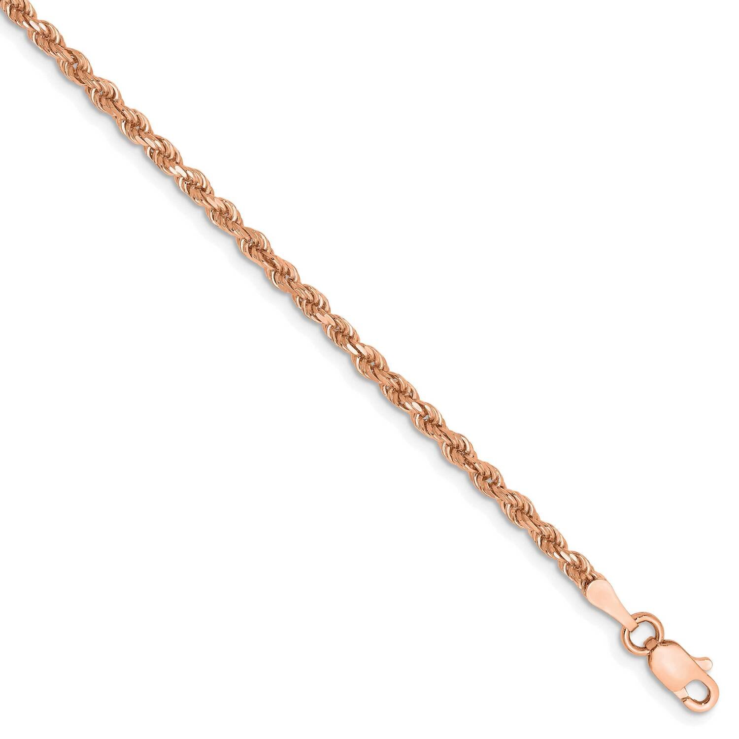2.25mm Diamond-Cut Rope with Lobster Clasp Chain 7 Inch 14k Rose Gold 018R-7