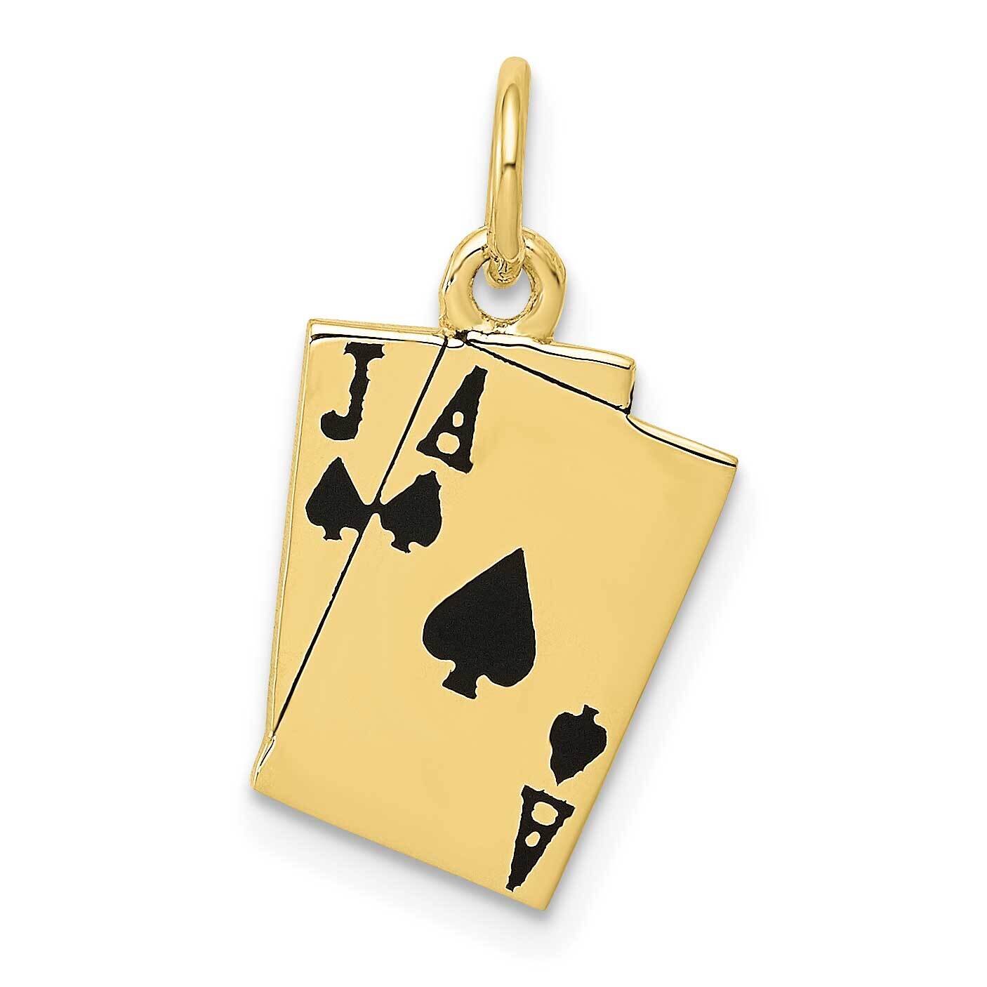 Enameled Blackjack Playing Cards Charm 10k Gold 10A4952