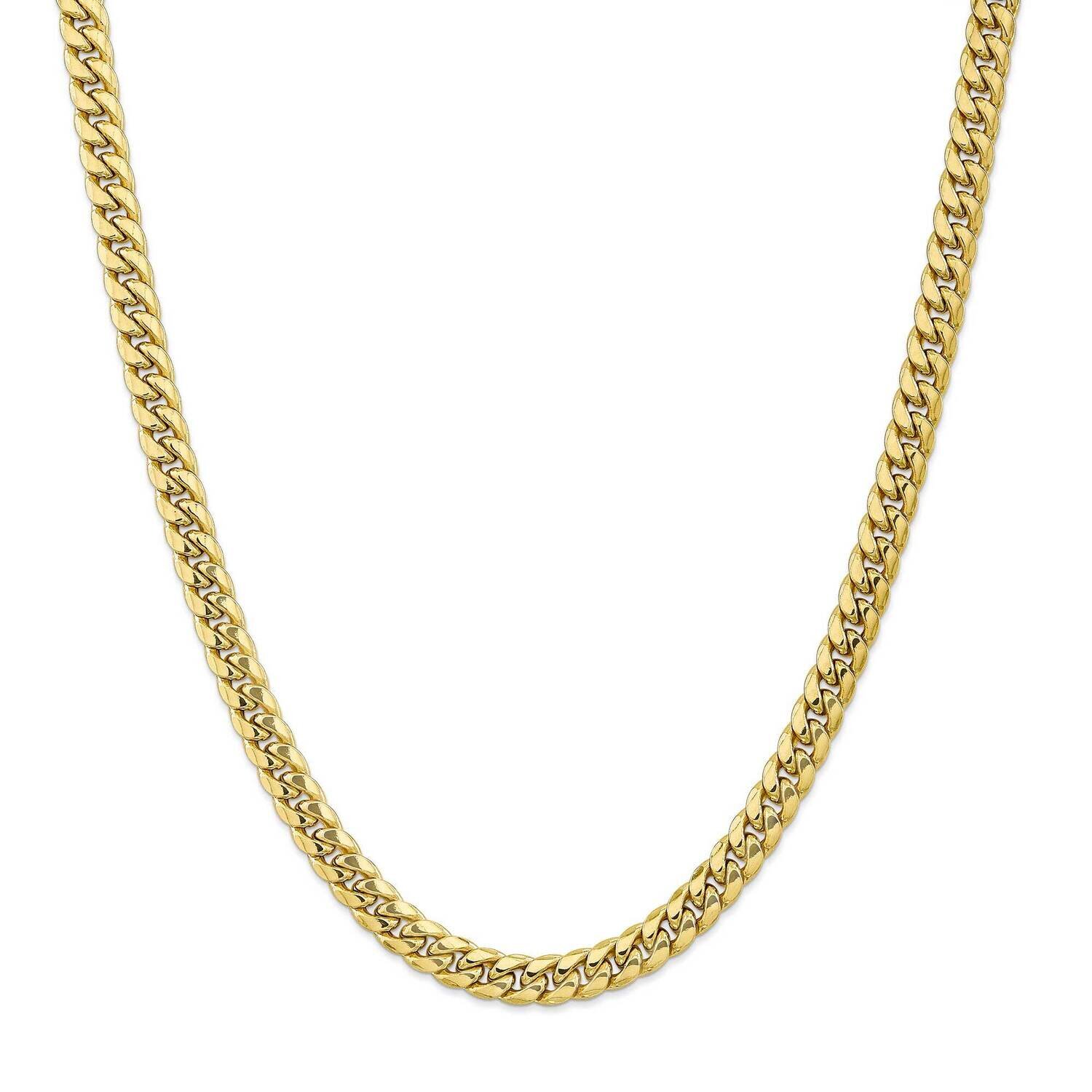 7.3mm Semi-Solid Miami Cuban Chain 28 Inch 10k Gold 10BC156-28, MPN: 10BC156-28, 191101730740