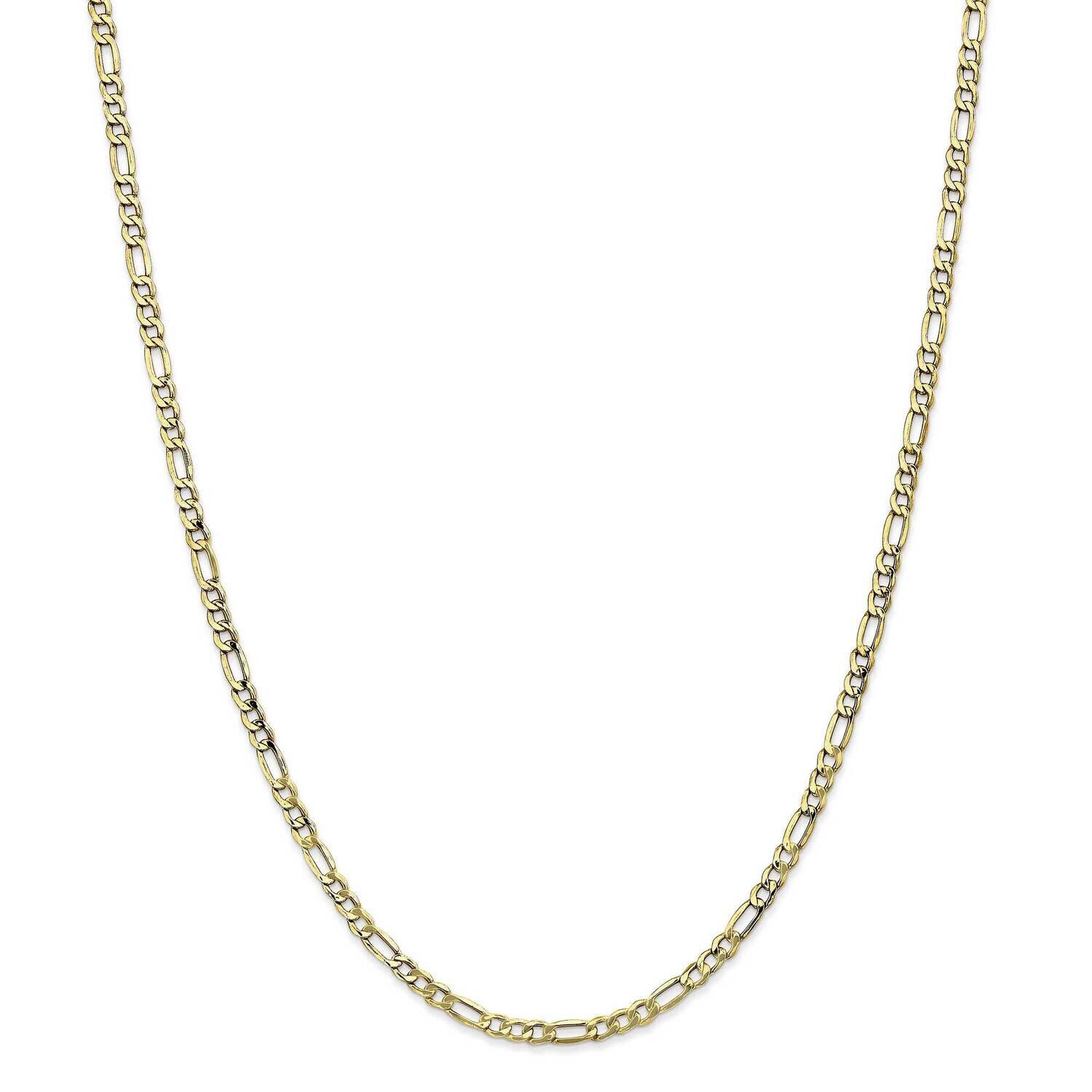 3.5mm Semi-Solid Figaro Chain 26 Inch 10k Gold 10BC93-26, MPN: 10BC93-26, 191101730733