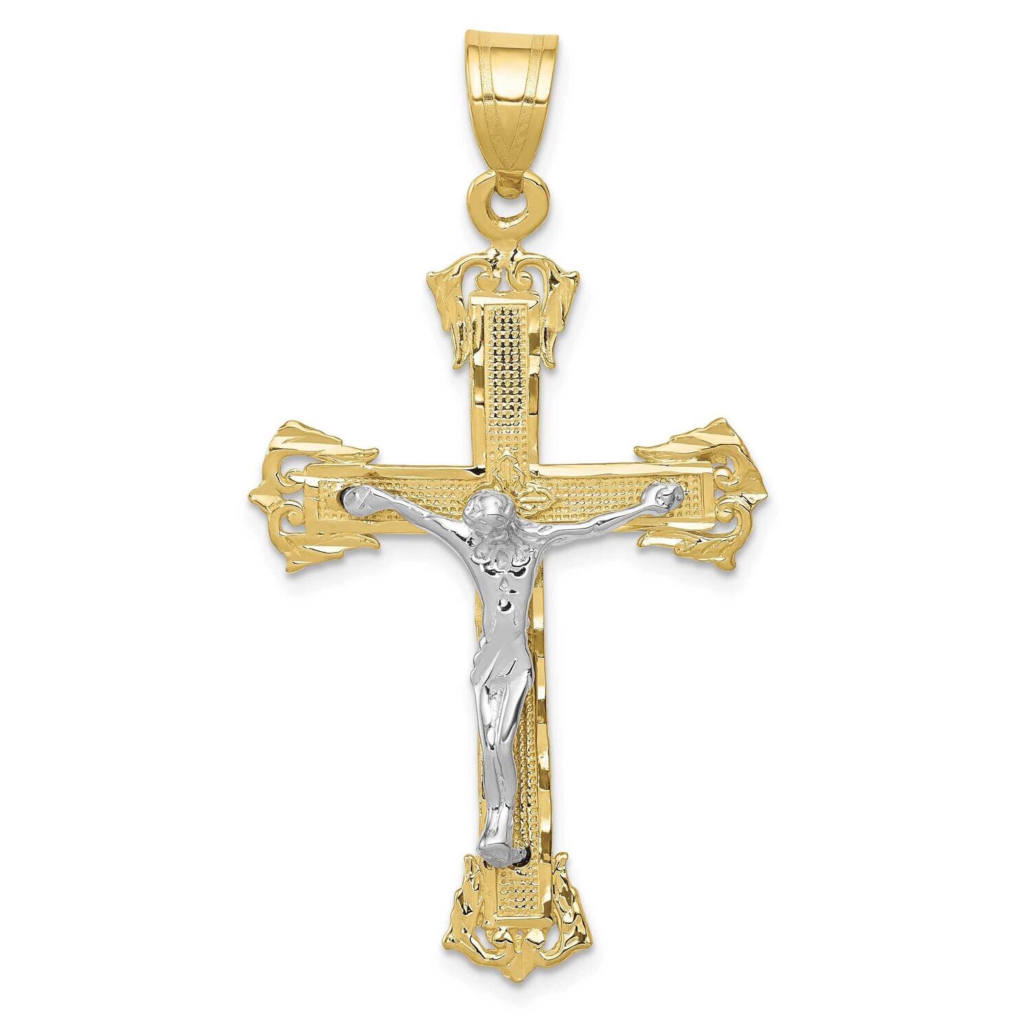 Two-Tone Diamond-Cut Crucifix Pendant 10k Gold 10C2000