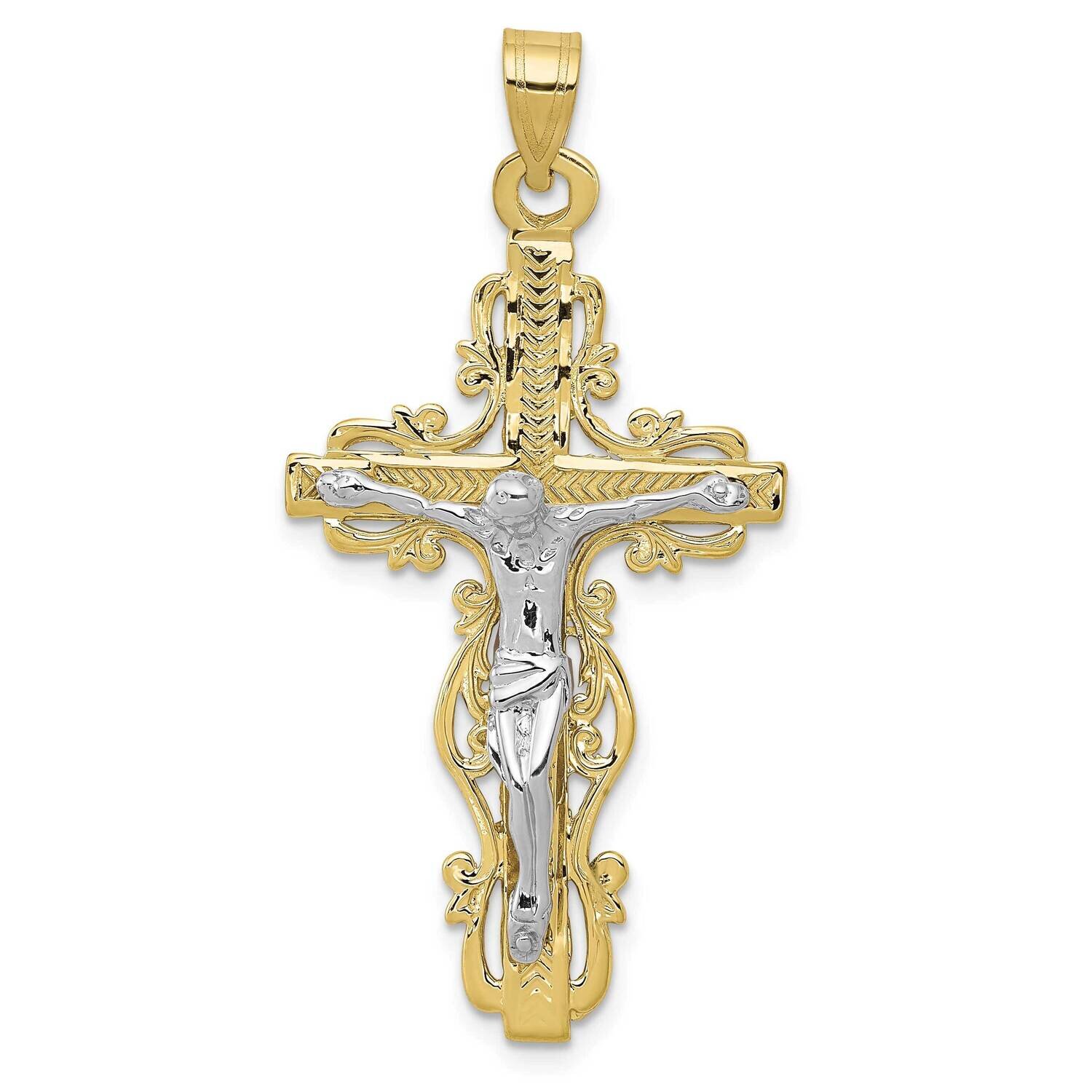 Two-Tone Diamond-Cut Crucifix Pendant 10k Gold 10C2005, MPN: 10C2005,