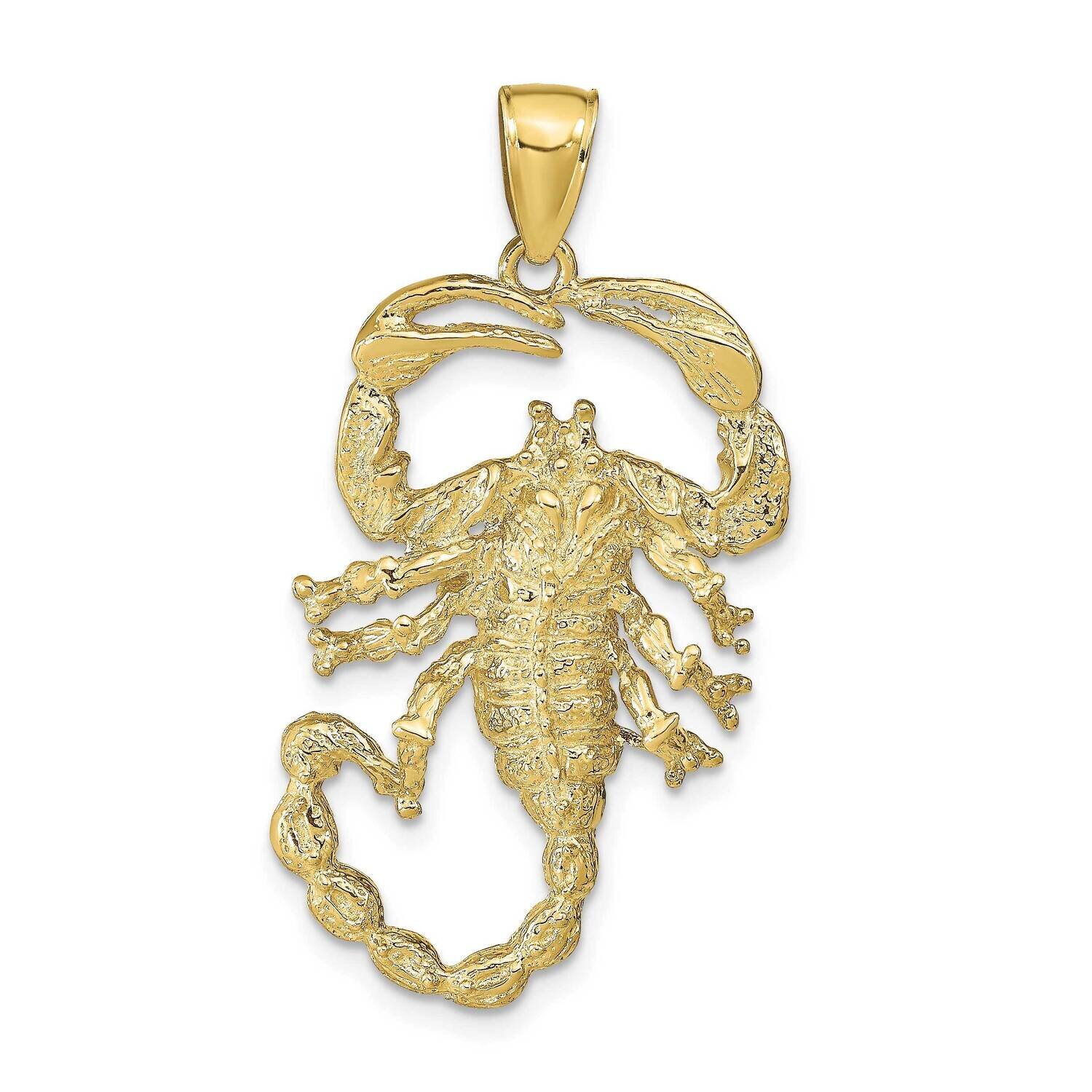 Solid Polished Open-Backed Scorpion Pendant 10k Gold 10C2384