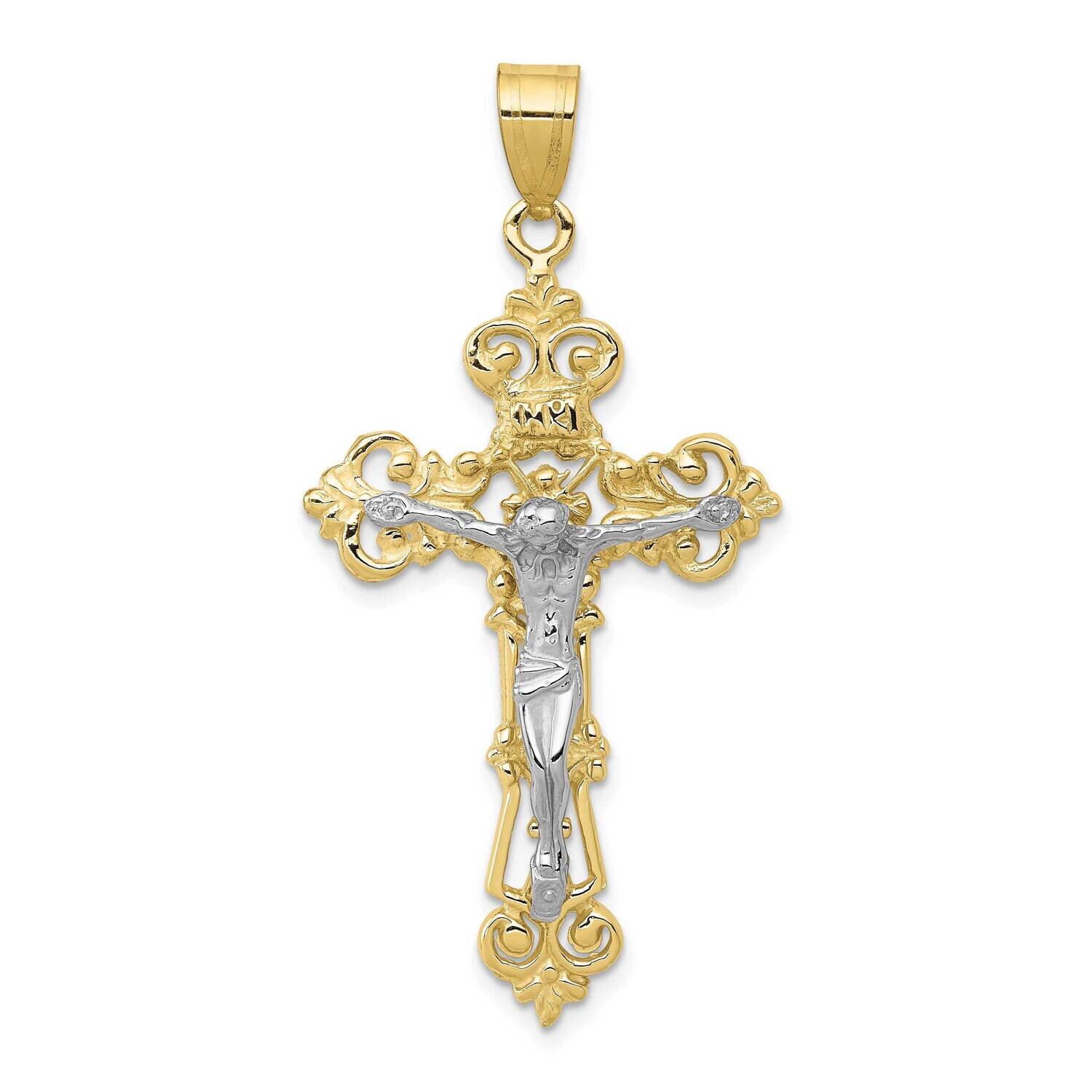 Two-Tone Inri Fleur De Lis Crucifix Pendant 10k Gold 10C242, MPN: 10C242, 196904100851