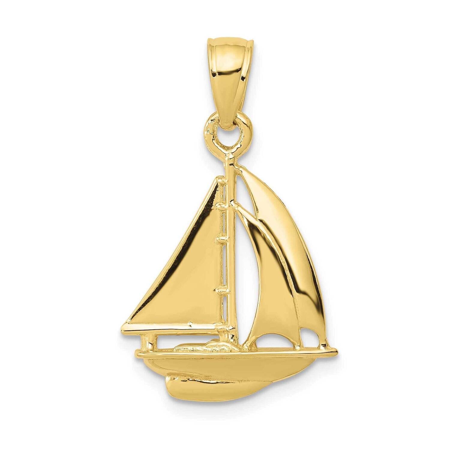 Open-Backed Sailboat Pendant 10k Gold Polished 10C2469