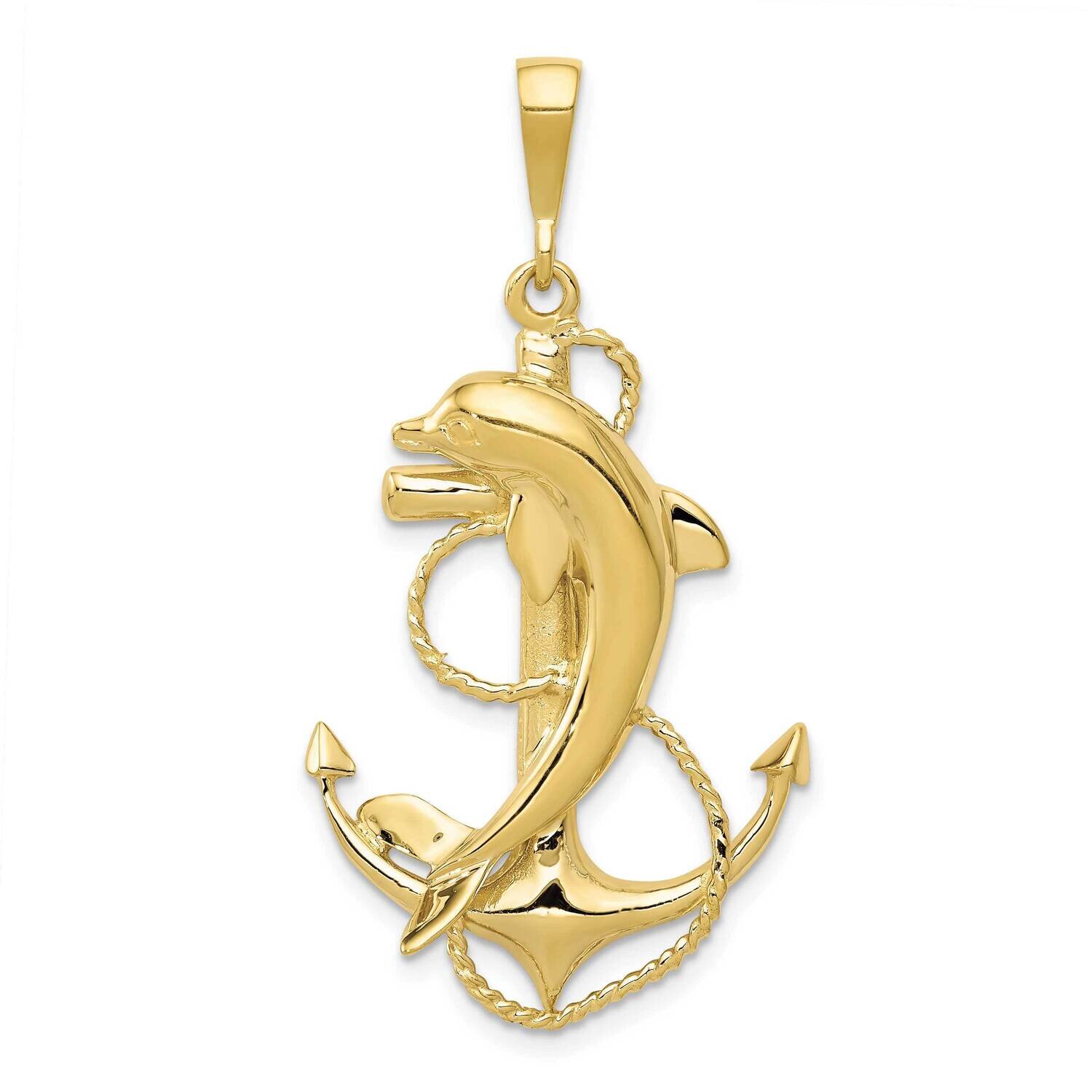 Solid Polished Anchor with Dolphin Pendant 10k Gold 10C2489, MPN: 10C2489,