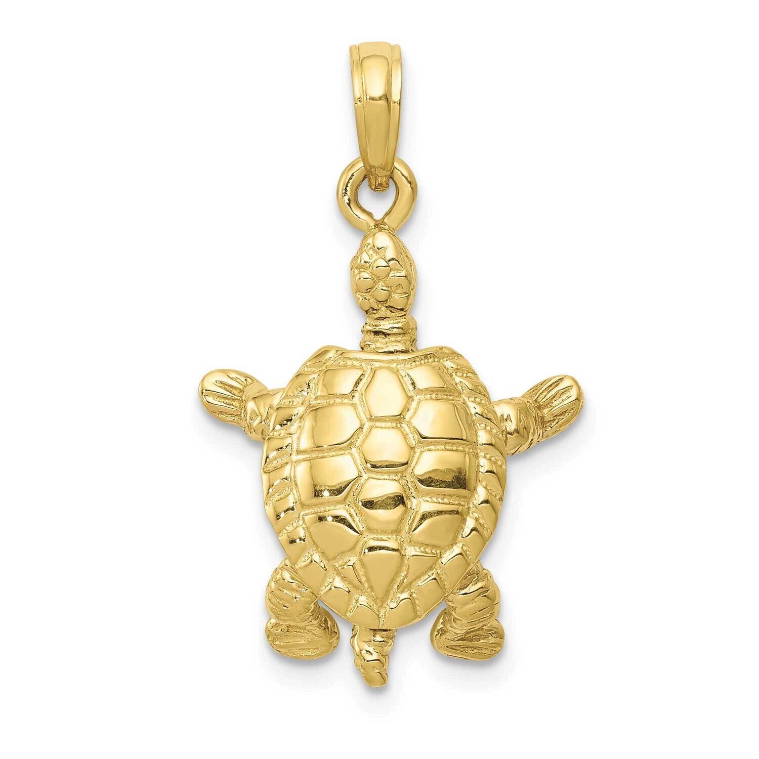 Solid Polished 3-D Moveable Turtle Pendant 10k Gold 10C2544