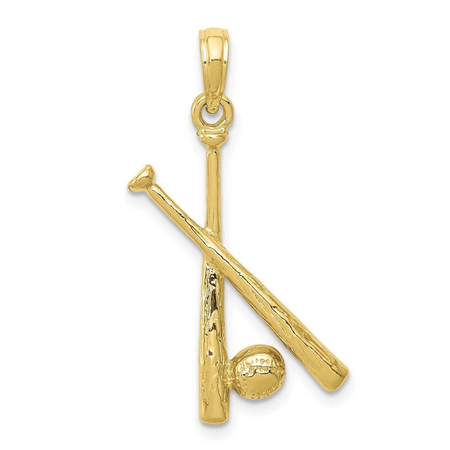 Open-Backed Bats and Baseball Pendant 10k Gold Polished 10C2662, MPN: 10C2662, 883957506364