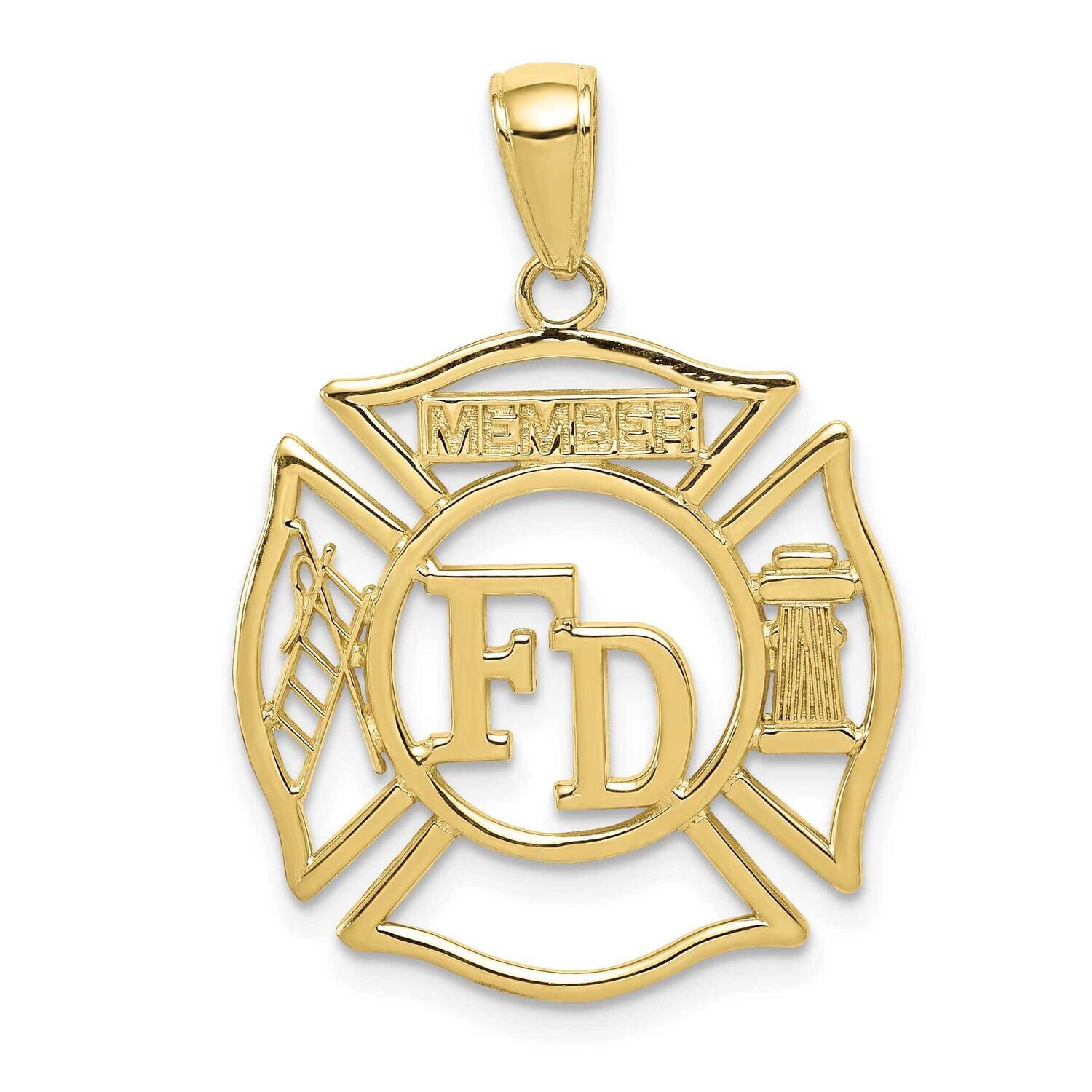 Fd Member In Shield Pendant 10k Gold 10C3105, MPN: 10C3105,
