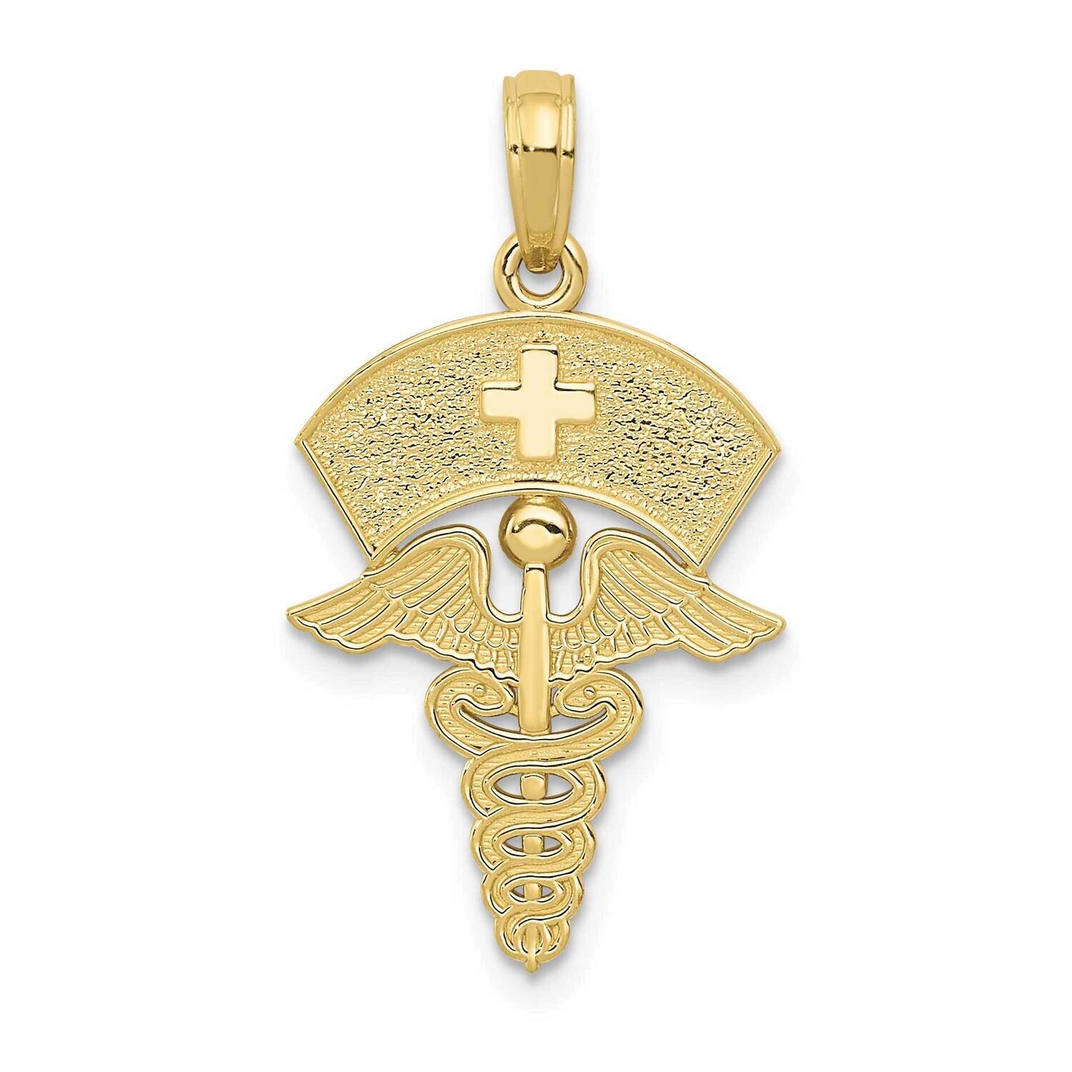 Caduceus with Nurses Cap Pendant 10k Gold 10C3114, MPN: 10C3114,