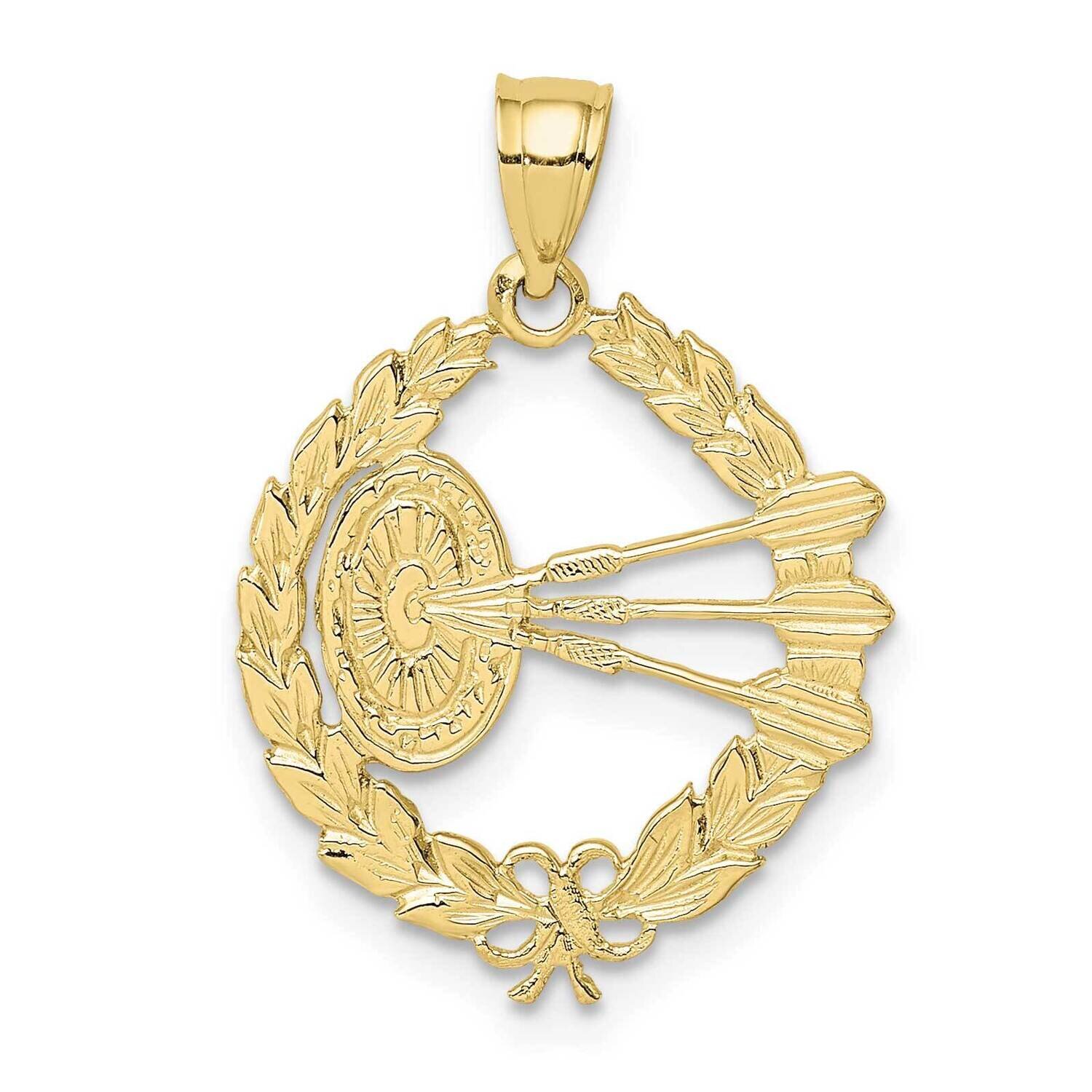 Dart Board and Darts In Leaf Design Charm 10k Gold 10C3570, MPN: 10C3570,