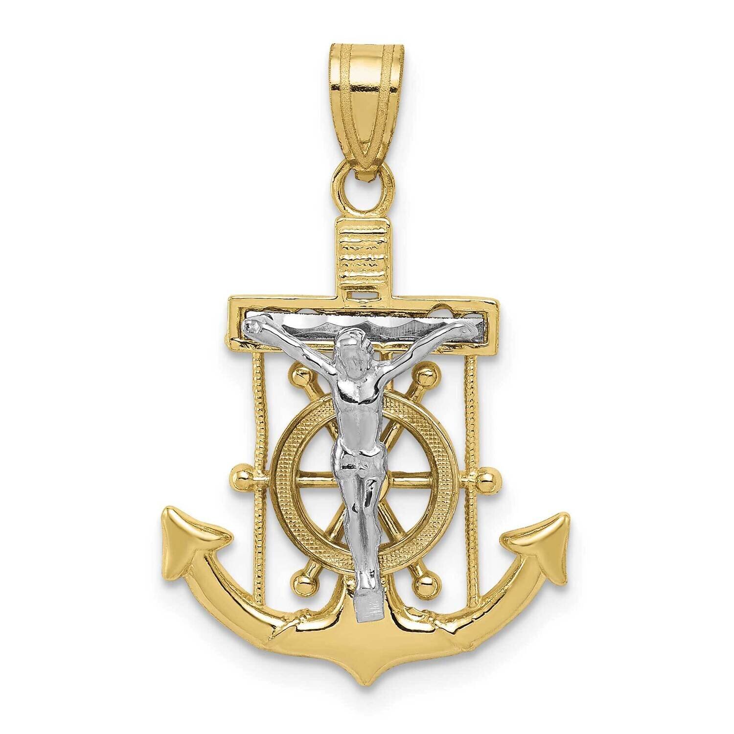 Two-Tone Diamond-Cut Mariner&#39;s Cross Pendant 10k Gold 10C3714, MPN: 10C3714,