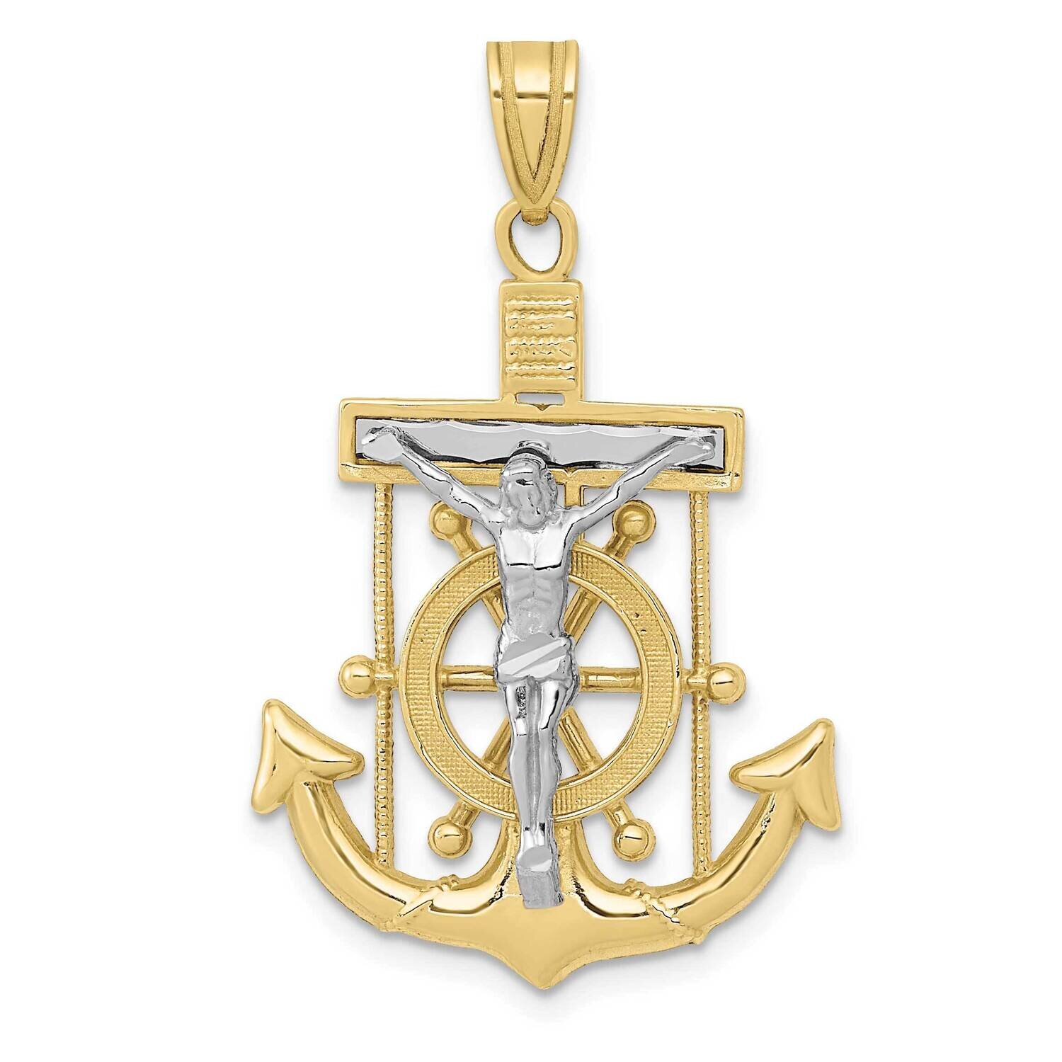 Two-Tone Diamond-Cut Mariner&#39;s Cross Pendant 10k Gold 10C3715, MPN: 10C3715,
