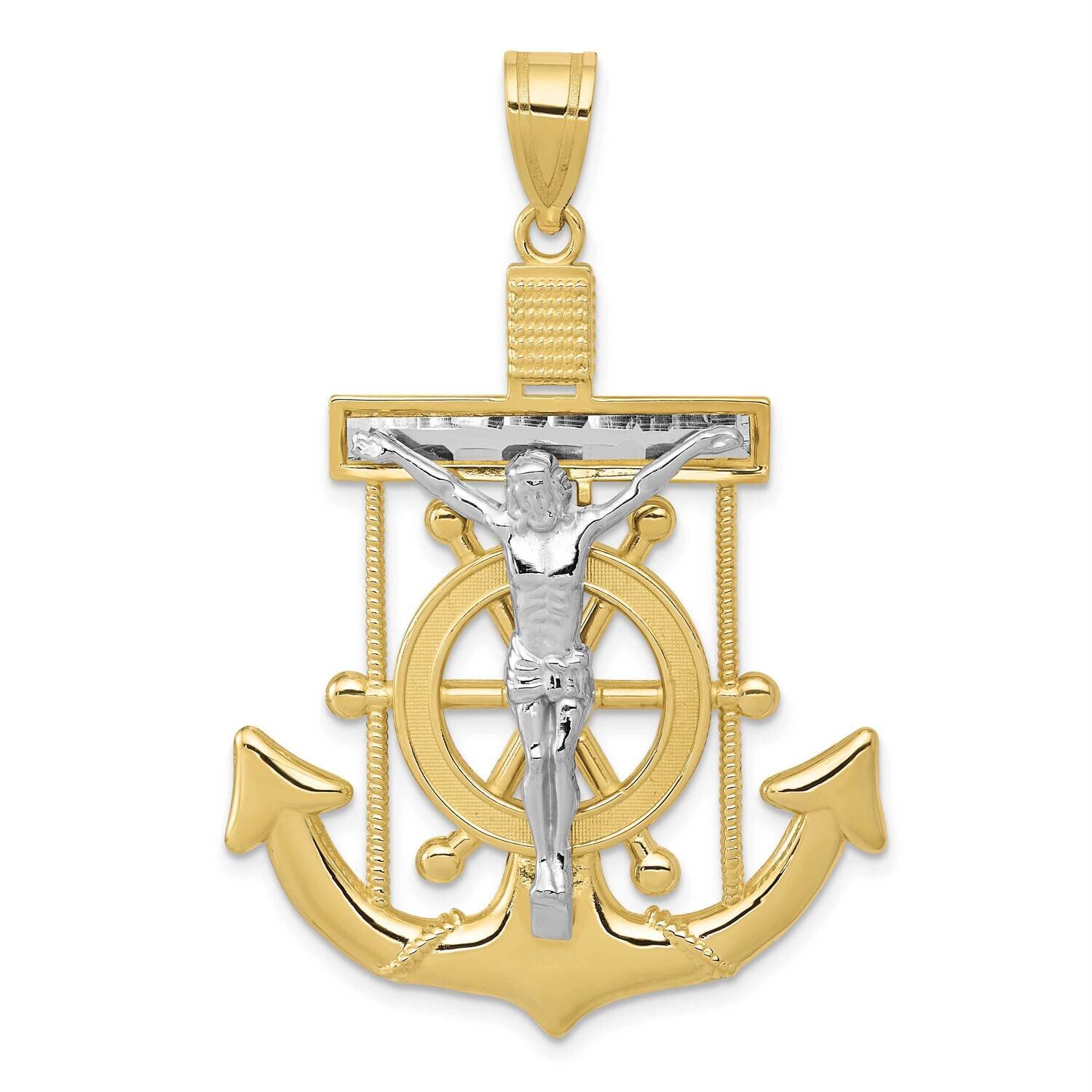 Two-Tone Diamond-Cut Mariner&#39;s Cross Pendant 10k Gold 10C3717, MPN: 10C3717,