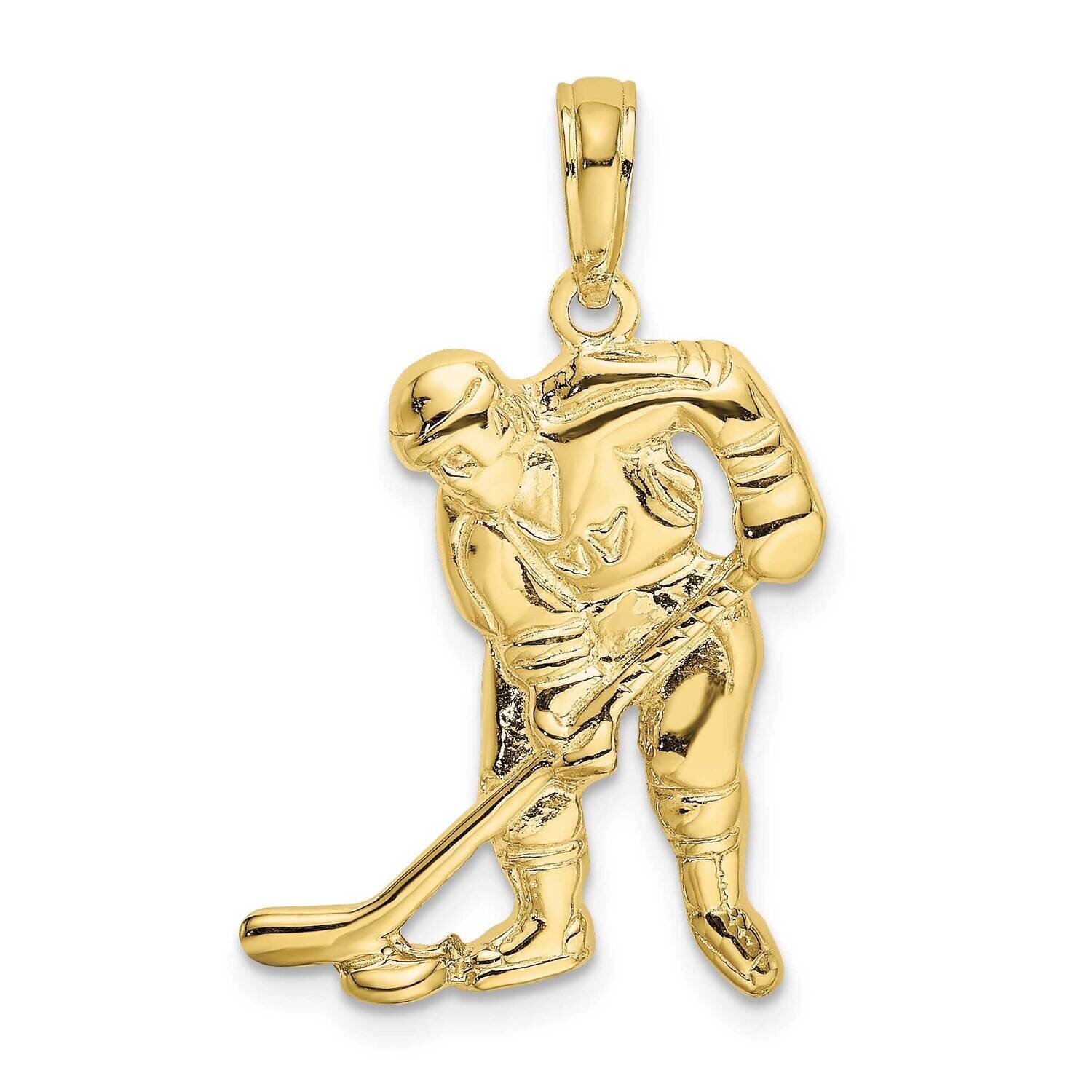 Hockey Player with Stick and Puck Charm 10k Gold 10C3754
