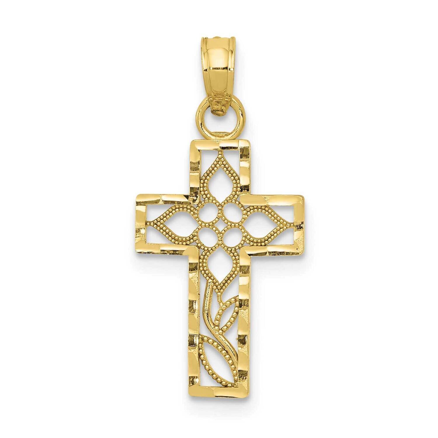 Diamond-Cut Filigree Cross Pendant 10k Gold 10C3791, MPN: 10C3791,