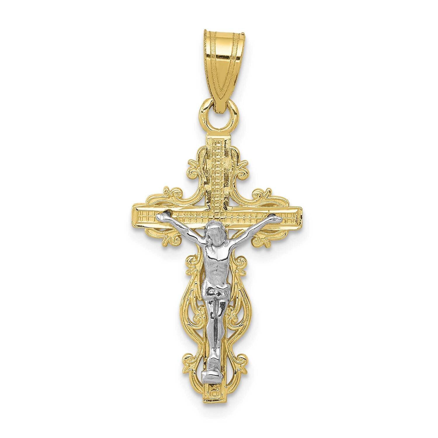 Two-Tone Small Narrow Cross with Crucifix Pendant 10k Gold 10C4395, MPN: 10C4395,