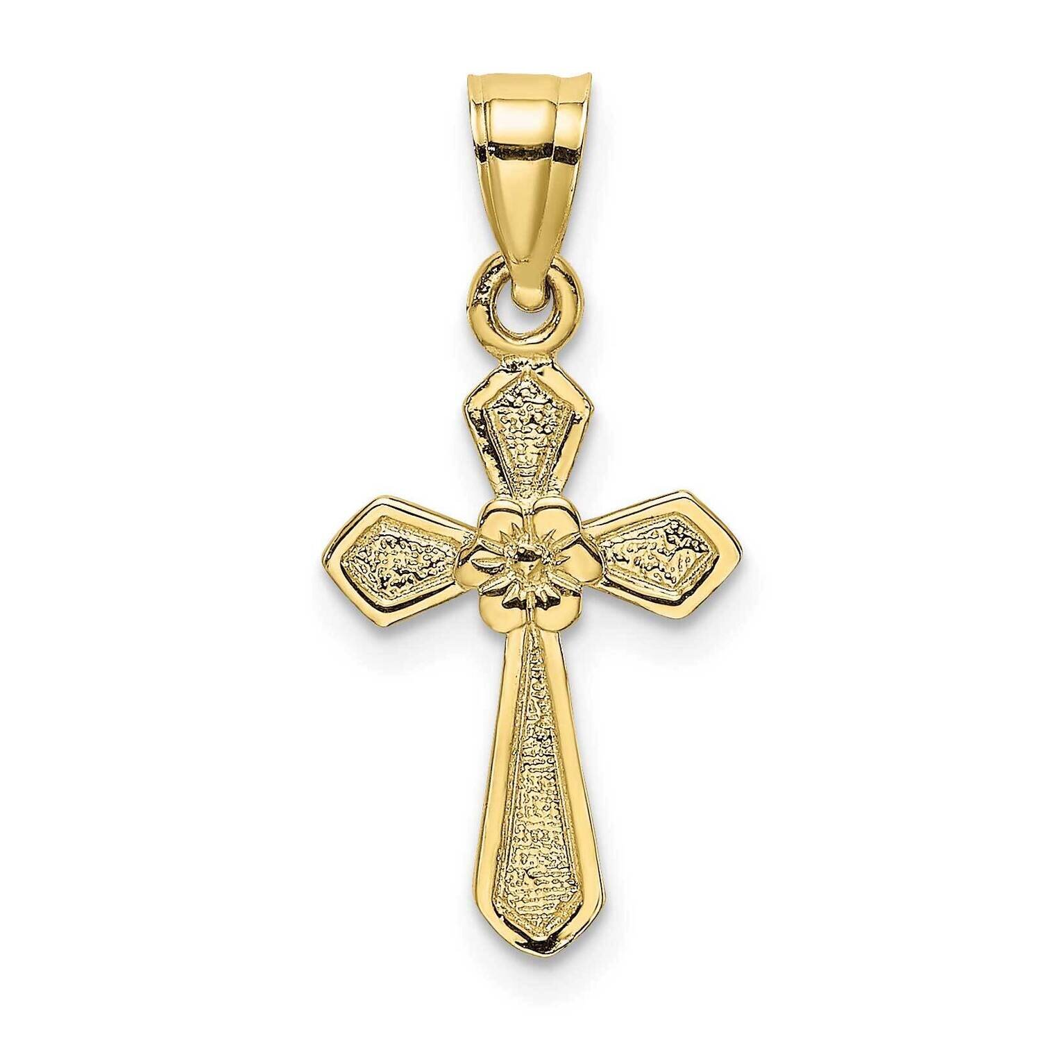 Small Cross with Flower Charm 10k Gold 10C4470